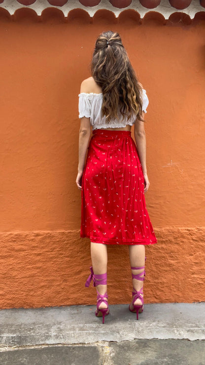 Vintage Red Cottagecore Spring Skirt — additional view 7