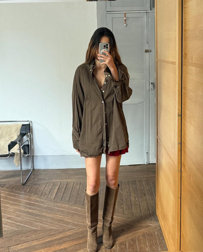 Vintage Thomas Burberry Brown Button-Up Shirt — back view