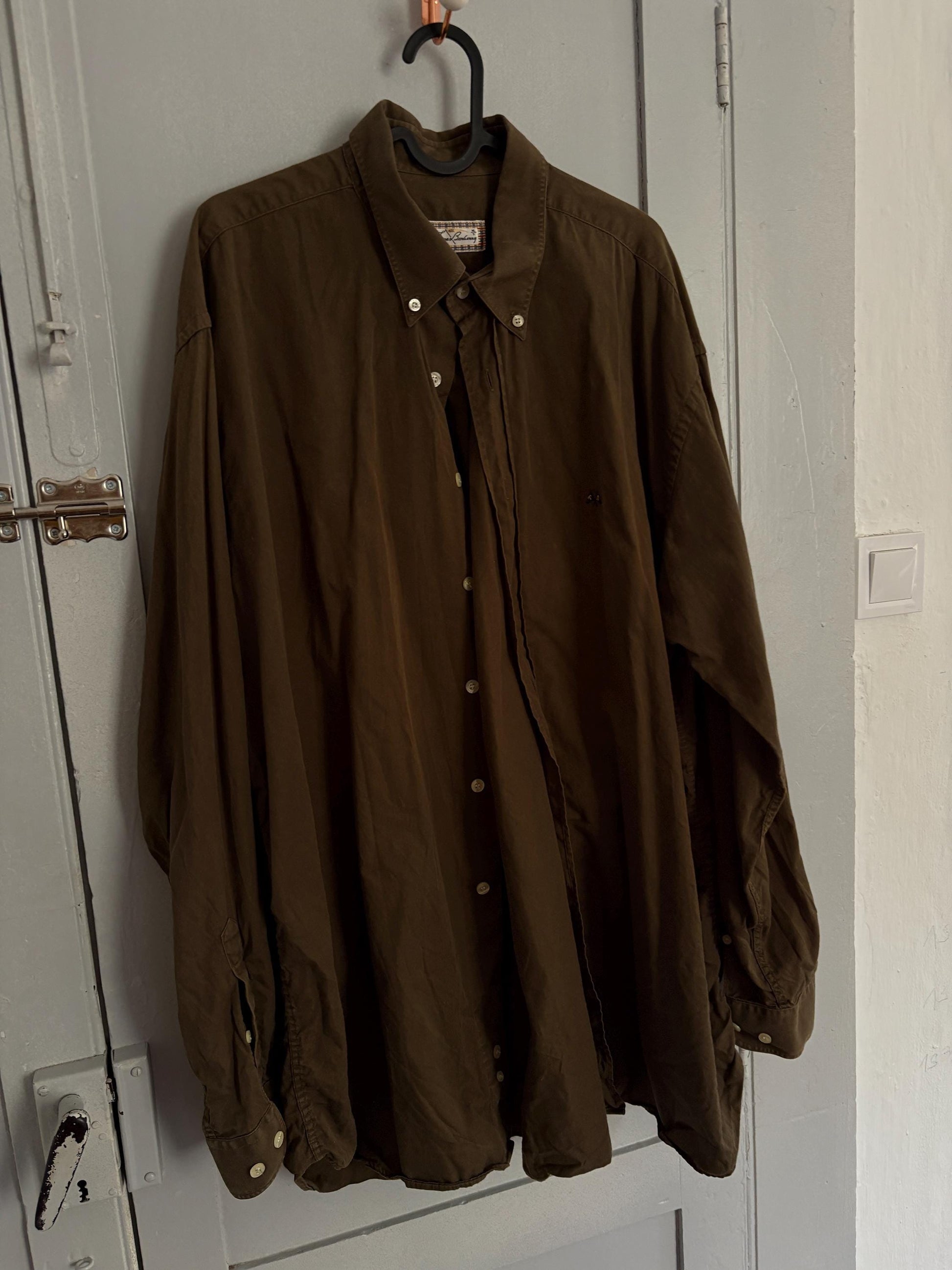 Vintage thomas burberry oversized shirt | brown 100% cotton button-up | men’s xl / women’s l-xl | unisex preppy fit |
