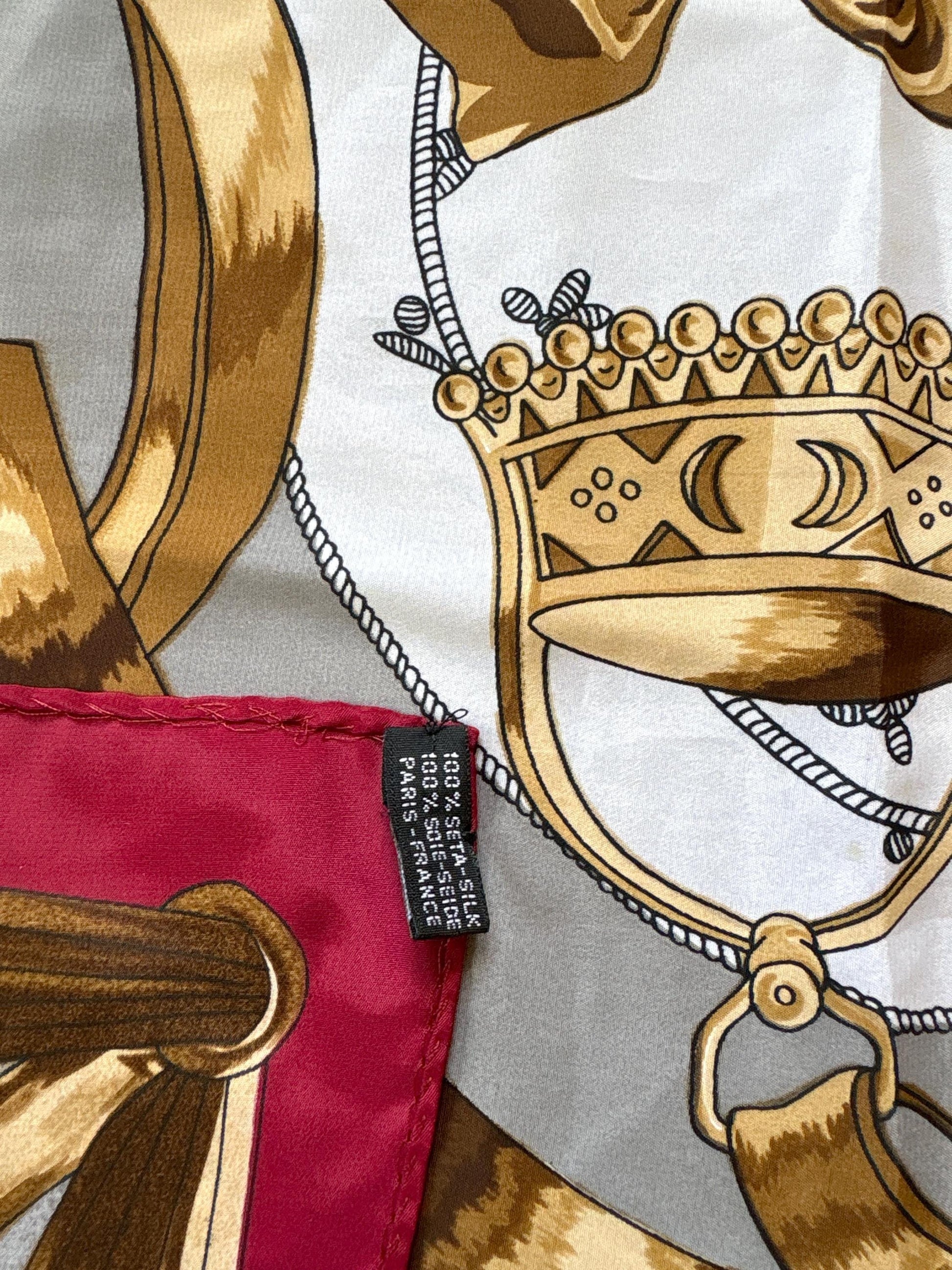 Vintage hermès silk scarf | 100% silk square foulard | bold gold baroque print | made in france | classic french designer scarf 86x86 cm