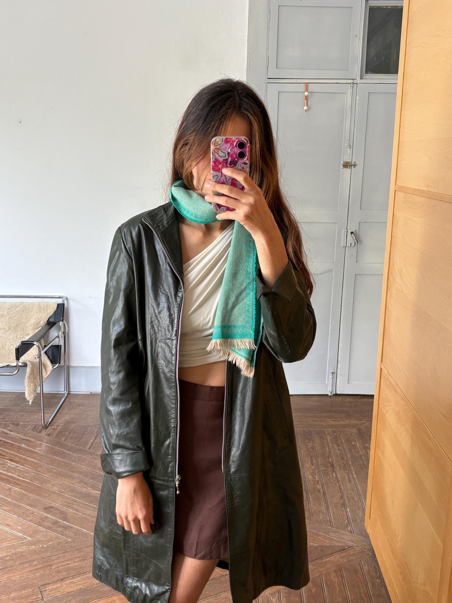 Vintage versace scarf green medusa logo luxury italian style – 31x162cm – branded statement accessory