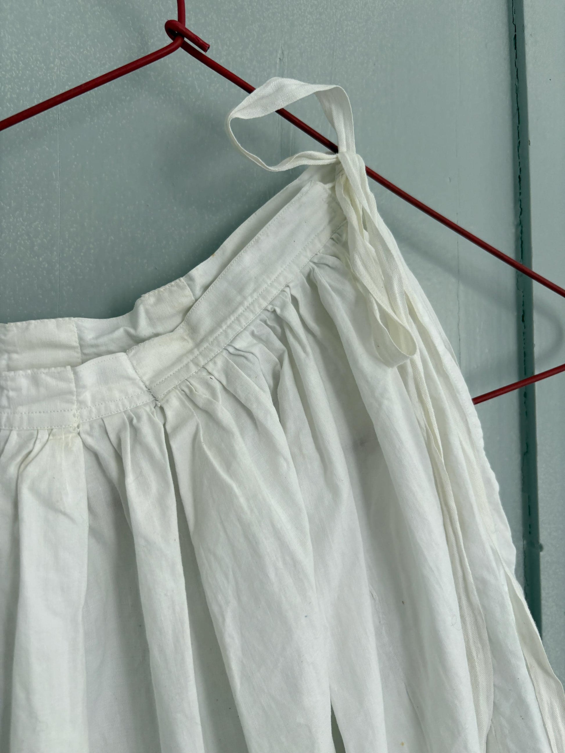 Antique spanish skirt, handmade cotton petticoat vintage white underskirt with embroidery, cottagecore romantic lace hem midi skirt
