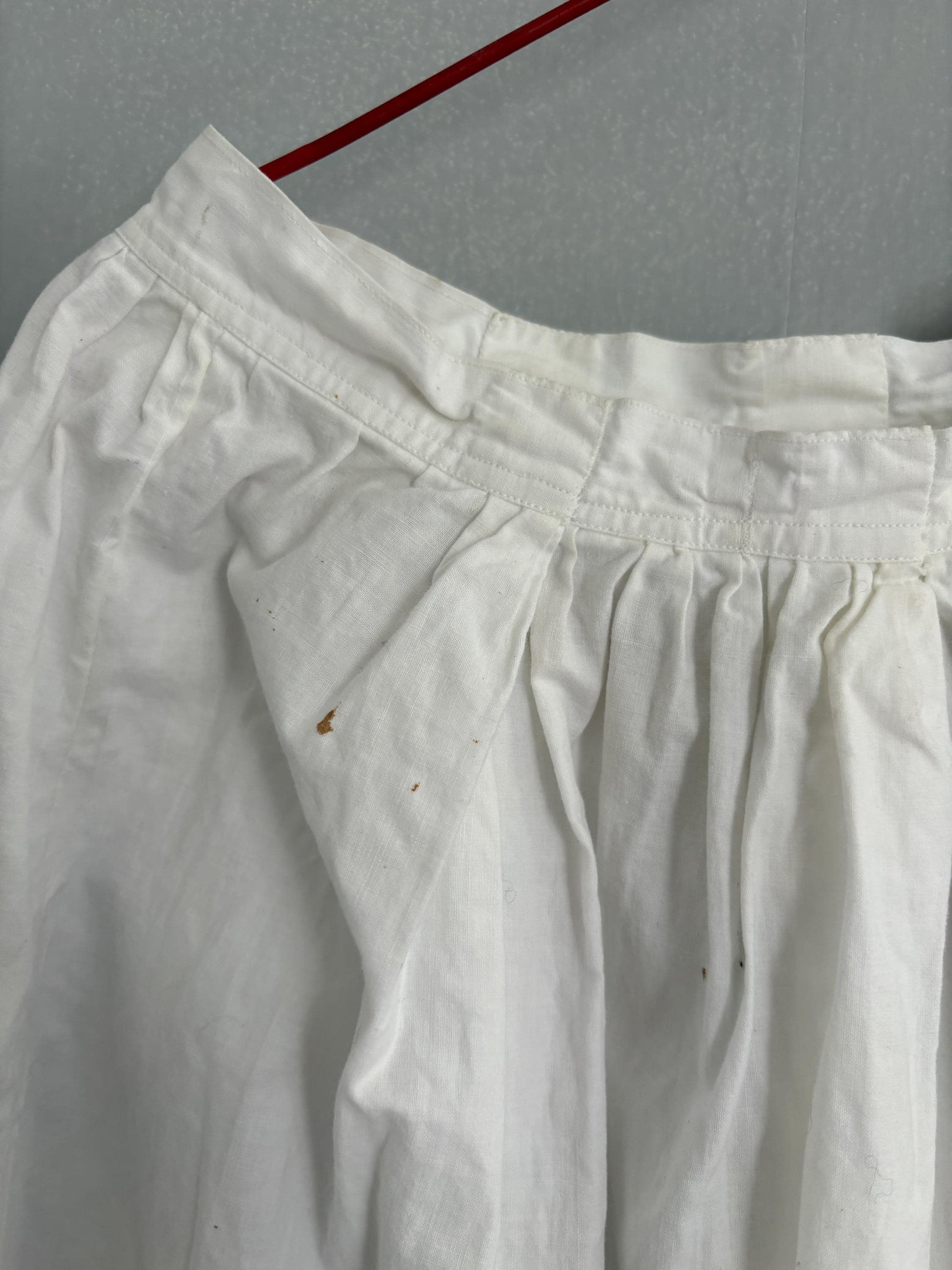 Antique spanish skirt, handmade cotton petticoat vintage white underskirt with embroidery, cottagecore romantic lace hem midi skirt