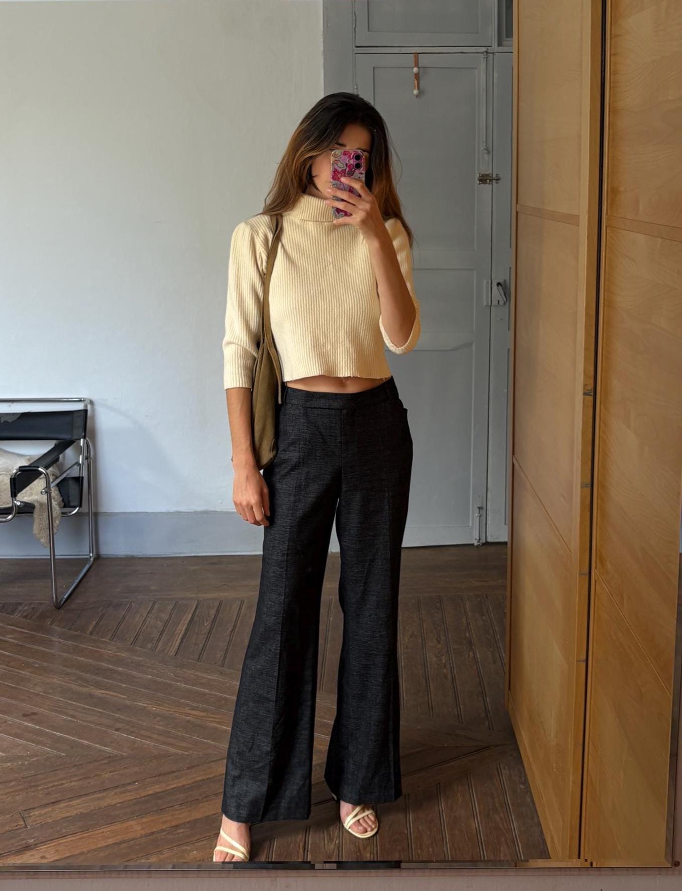 Vintage escada by margaretha ley wool cashmere turtleneck, cream cropped sweater made in germany luxury knitwear, Size XS