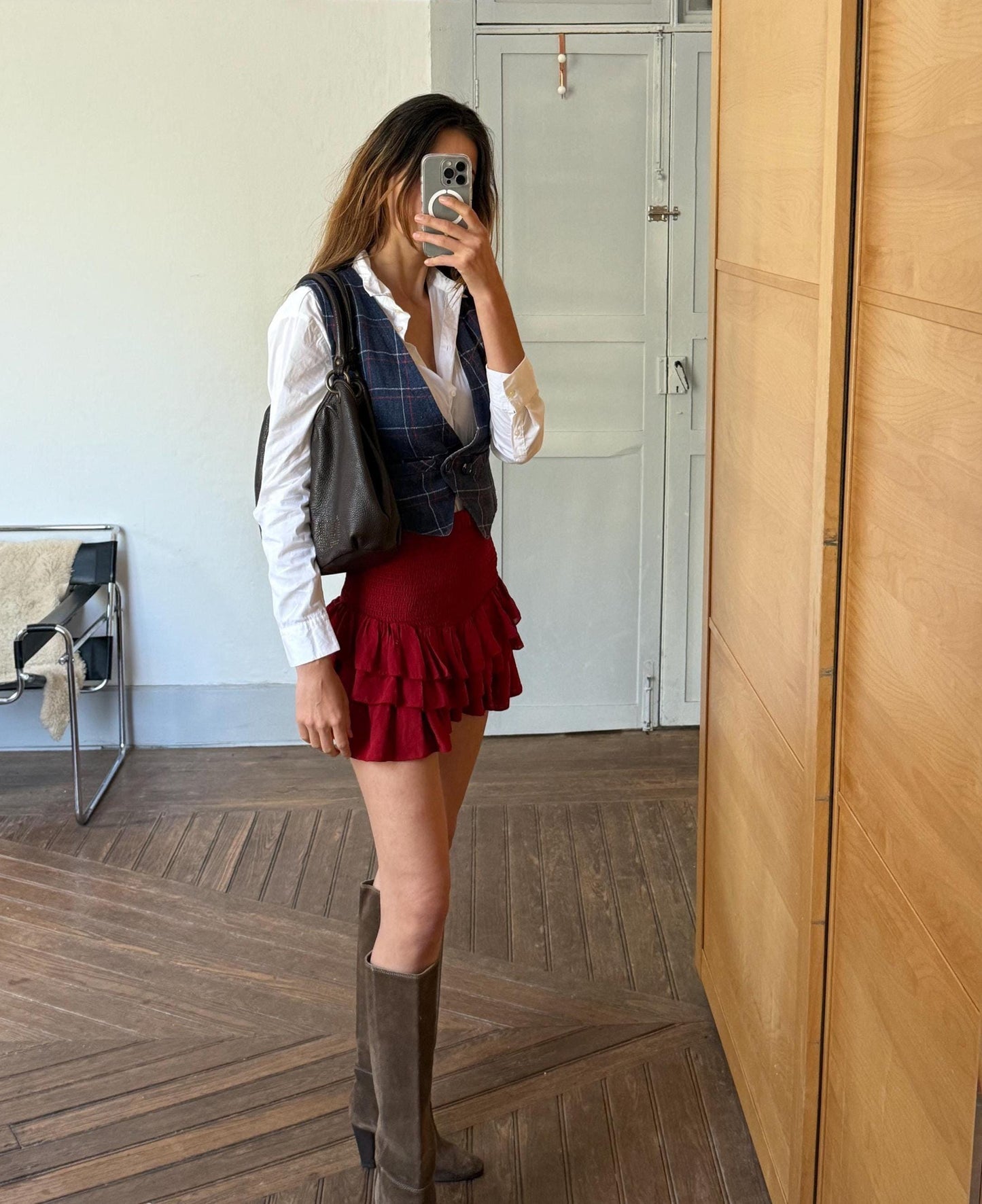 Vintage georges rech shoulder bag, genuine leather luxury brown bag, tassel detail gossip girl aesthetic, serena van der woodsen style