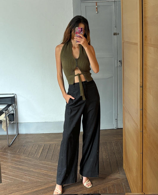 Vintage rene lezard luxury trousers, unworn with tags, wool wide leg pants high rise tailored office wear,