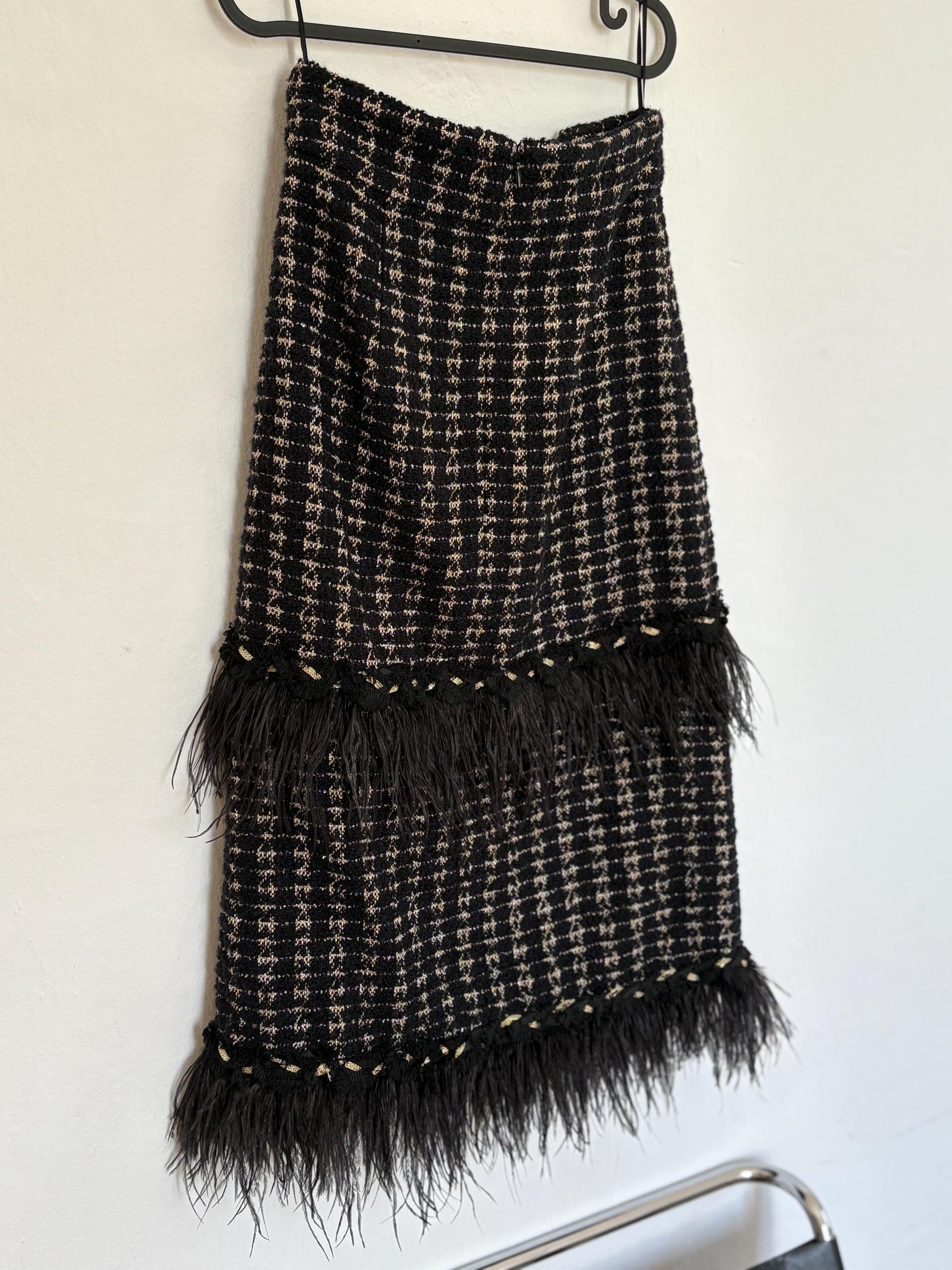 Vintage uterque woman dress with real feathers, wool blend winter dress, french parisian style clothing, luxe midi dress, size s