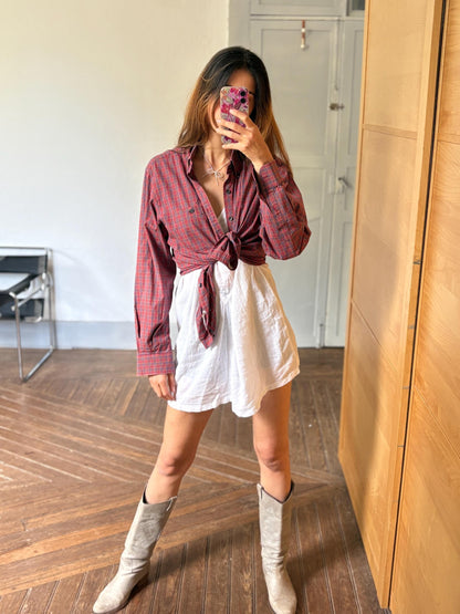 Vintage Burberry Plaid Cotton Shirt — back view