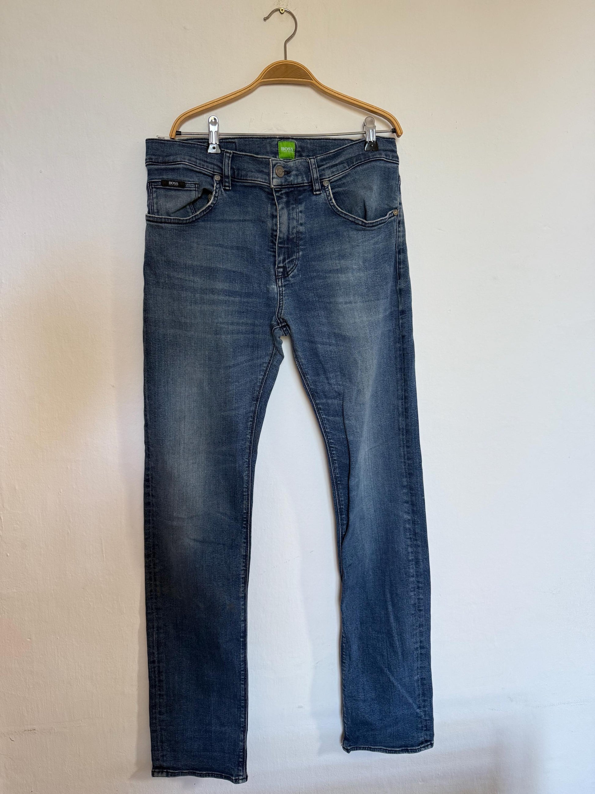 Hugo boss jeans size 32/34 de blue wash trousers men’s straight leg denim pants w39 l107 eu m us m
