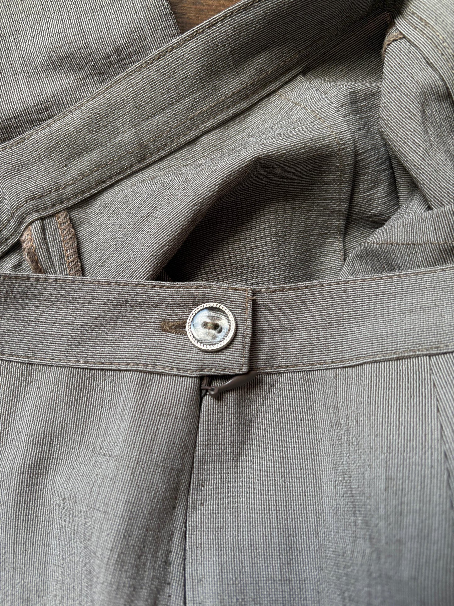 Vintage Light Academia Wool Blend Trousers — fabric close-up