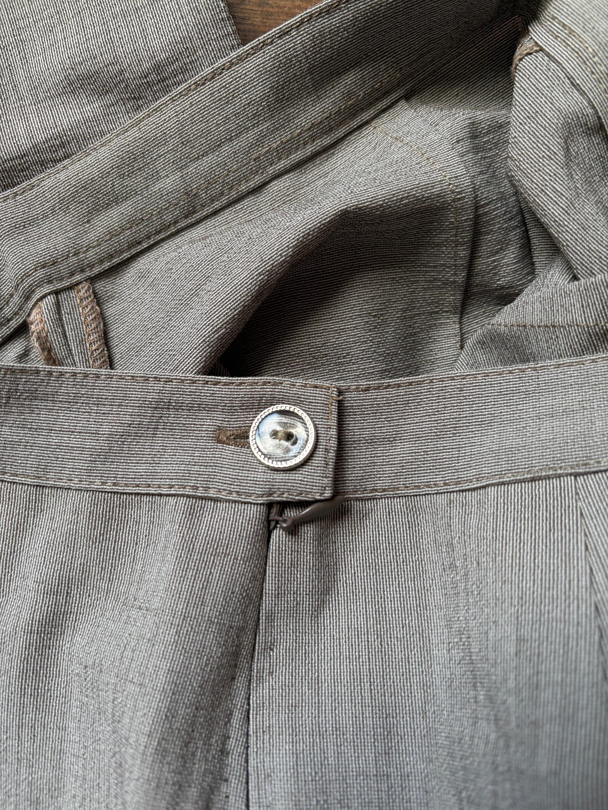 Vintage Light Academia Wool Blend Trousers — fabric close-up