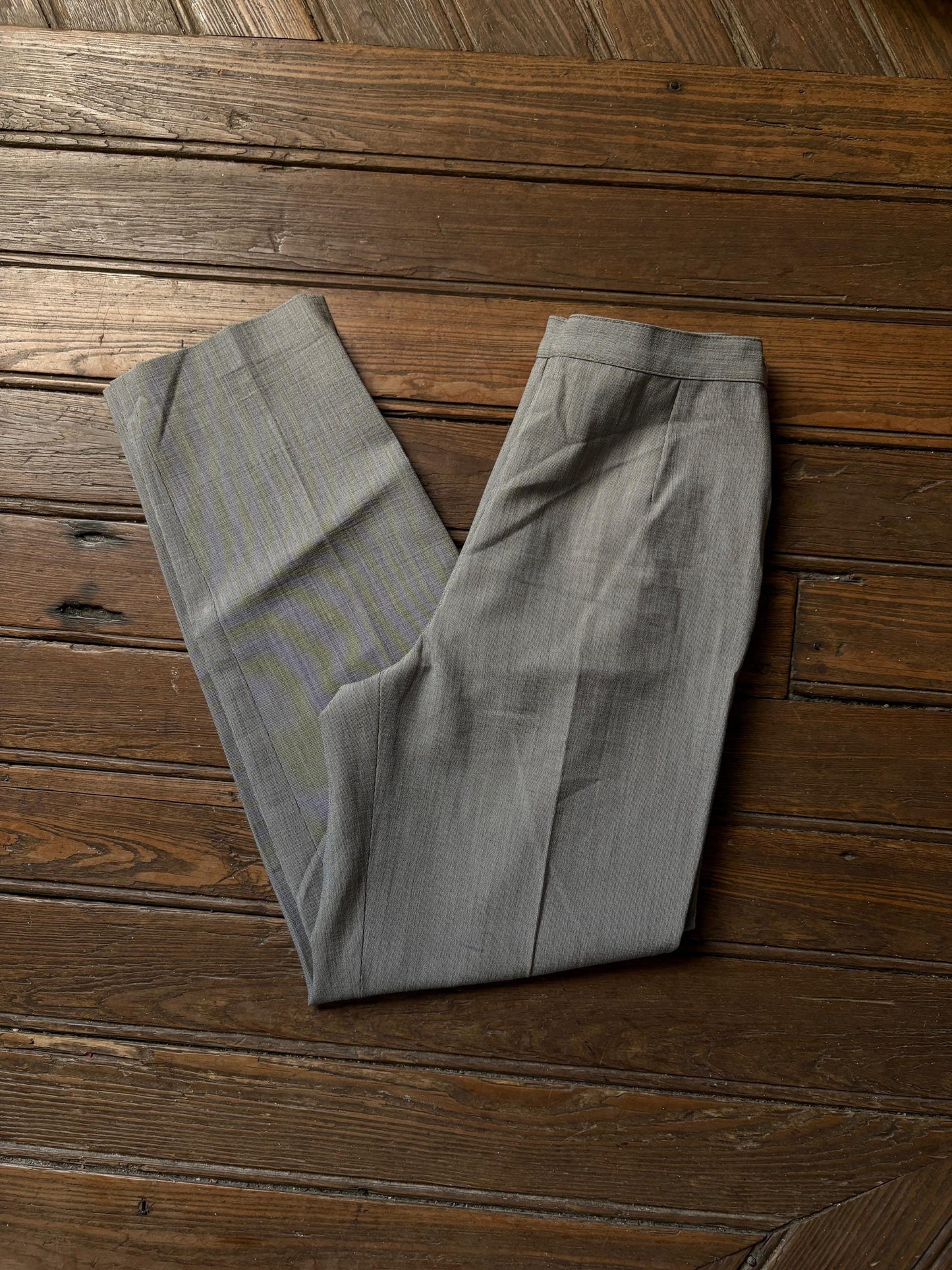 Vintage light academia trousers, wool blend formal cropped high waist pleated pants, elegant formal straight leg,