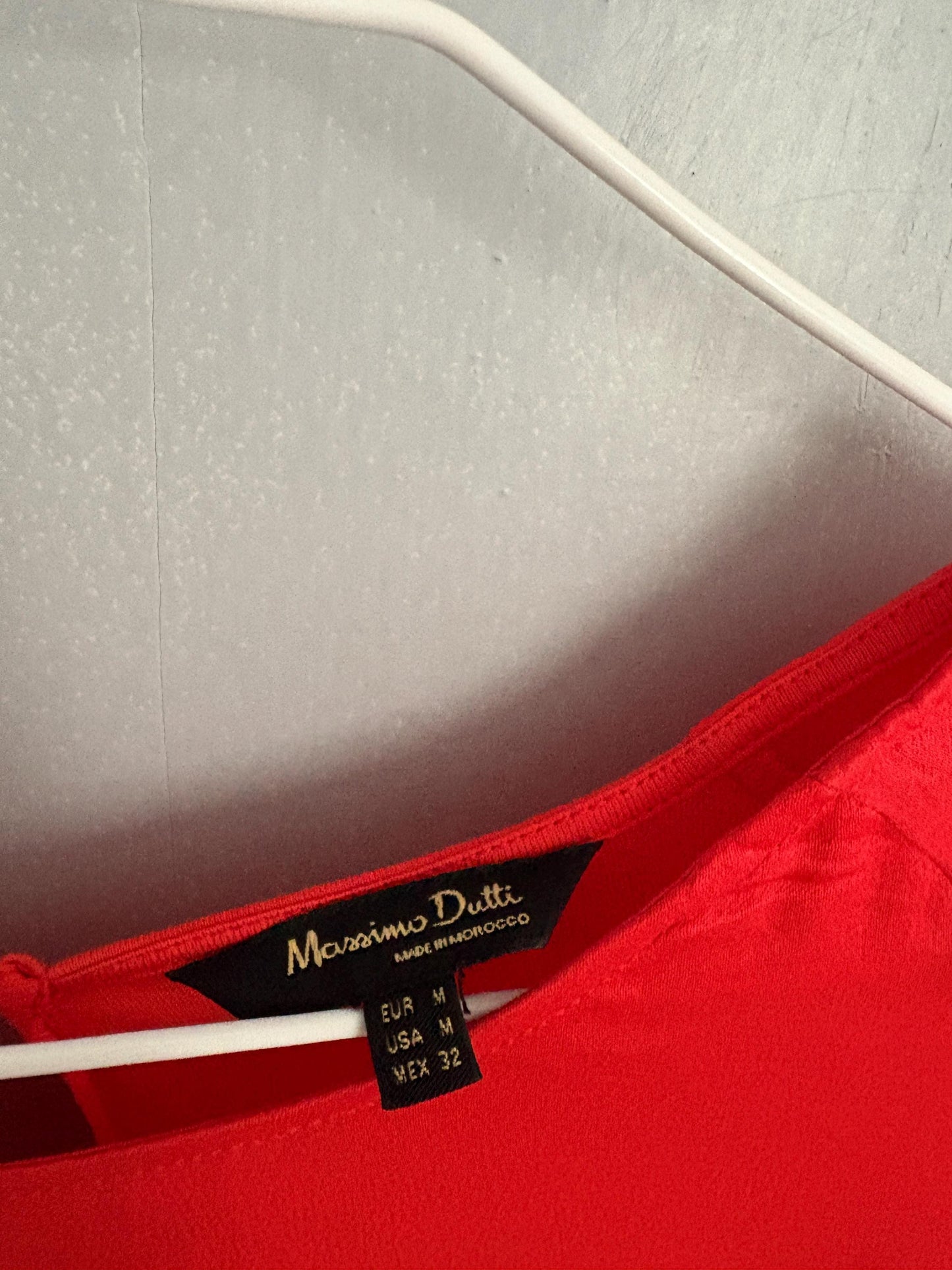 Vintage Massimo Dutti red blouse – flared sleeve top, elegant minimal style, women’s size M, soft drape, bright pink-red, Y2K chic