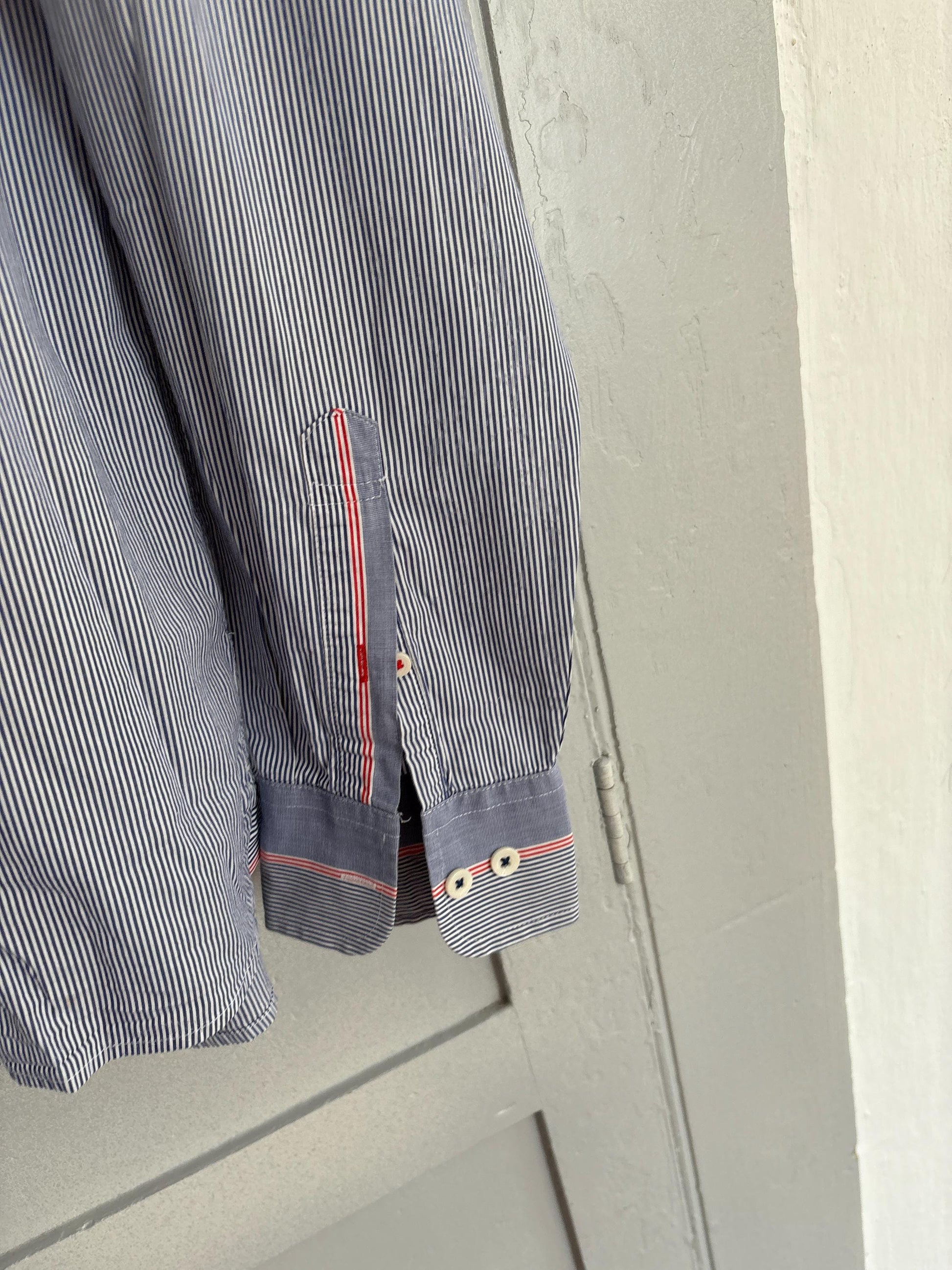 Vintage Tommy Hilfiger Striped Shirt – Unisex Button Down, Custom Fit L, Cotton Long Sleeve, Classic Preppy Y2K Style, Size L - XL