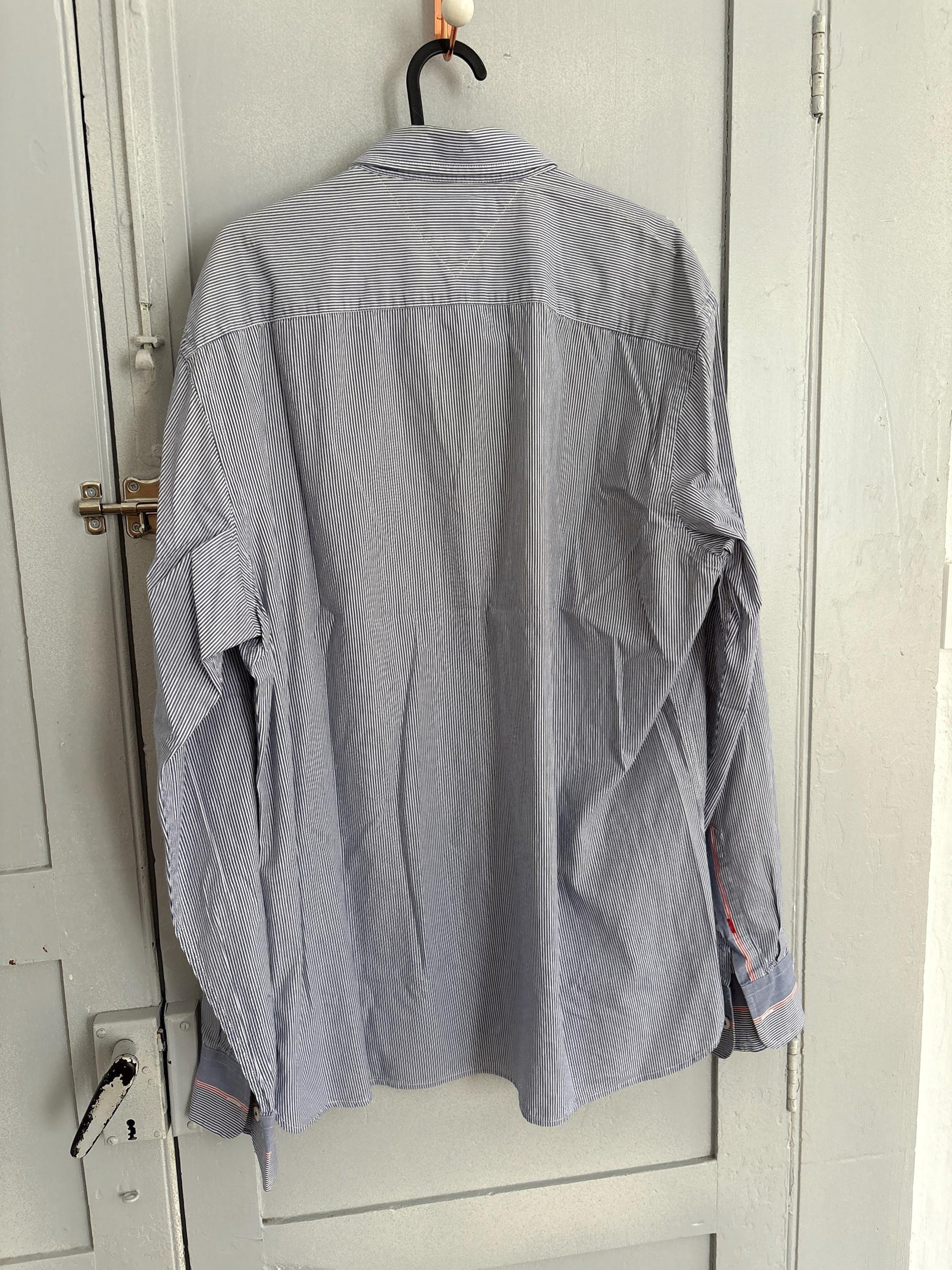 Vintage Tommy Hilfiger Striped Shirt – Unisex Button Down, Custom Fit L, Cotton Long Sleeve, Classic Preppy Y2K Style, Size L - XL