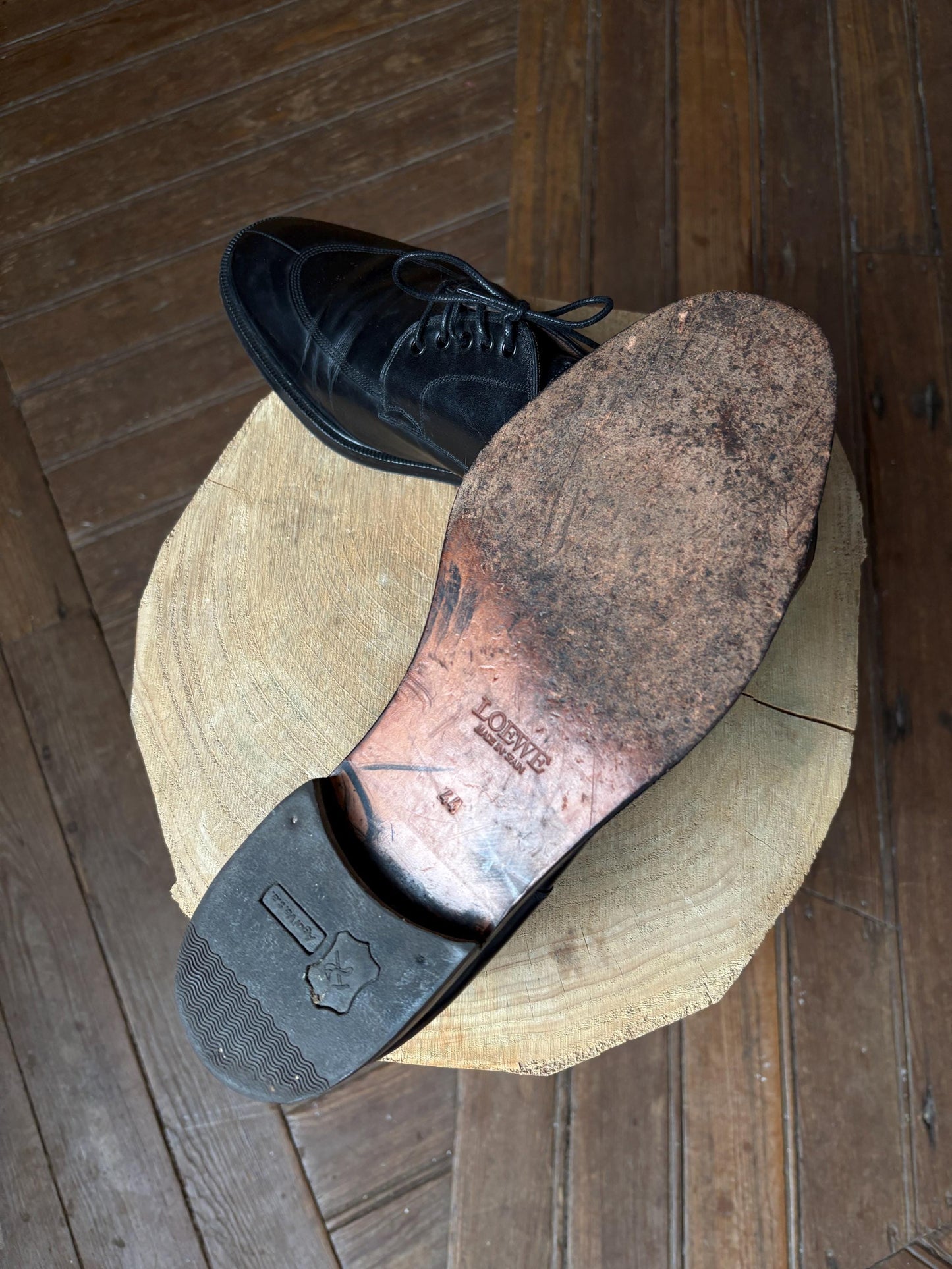 Vintage LOEWE Black Leather Derby Shoes – Size 44, Made in Spain, Timeless Classic Menswear, Loewe men shoes, Luxe dark academia wear