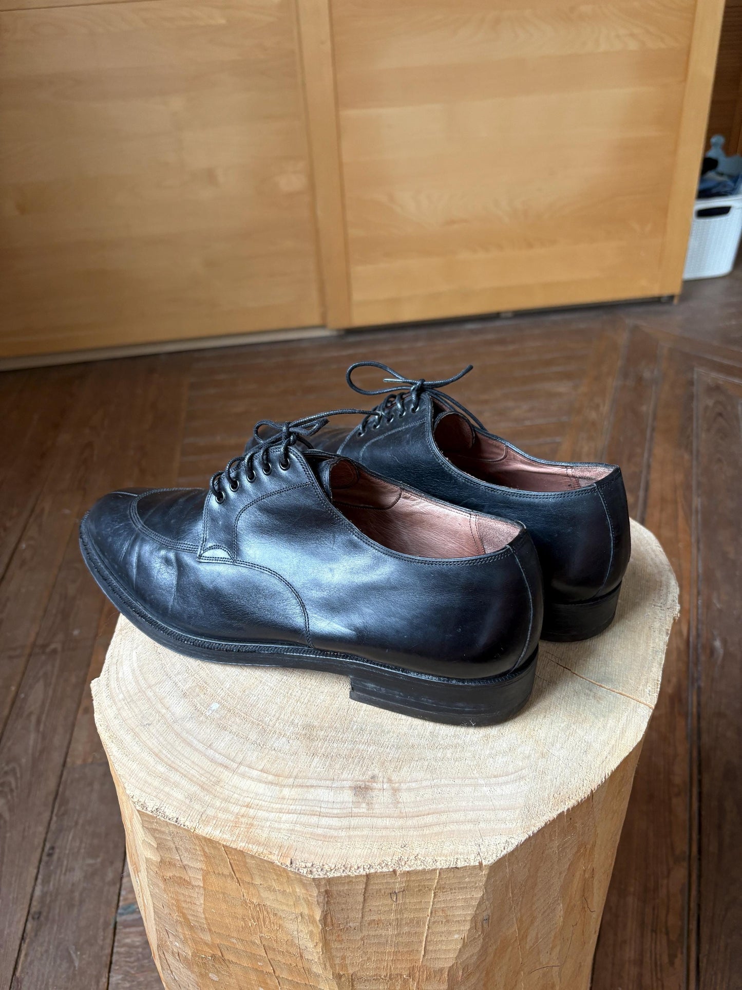 Vintage LOEWE Black Leather Derby Shoes – Size 44, Made in Spain, Timeless Classic Menswear, Loewe men shoes, Luxe dark academia wear