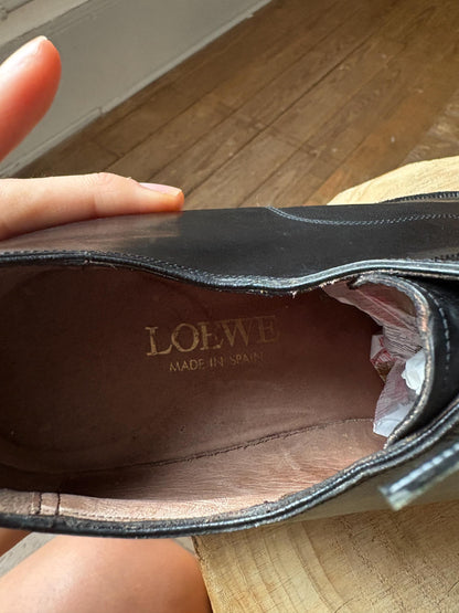 Vintage Loewe Black Leather Derby Shoes — additional view 8