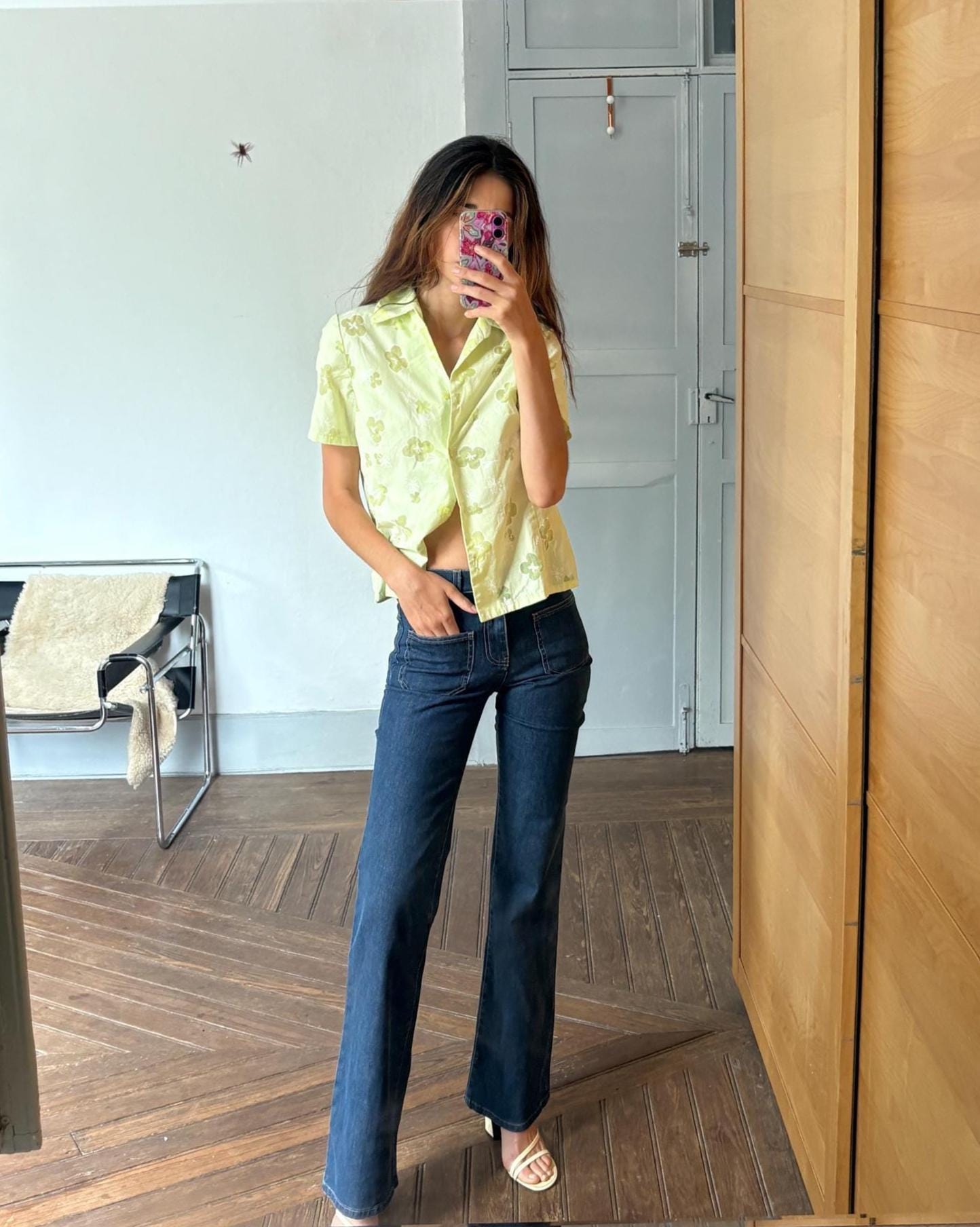 Vintage Y2K Green Floral Blouse – Sheer Sofi’s Woman Top, Groovy 70s Aesthetic