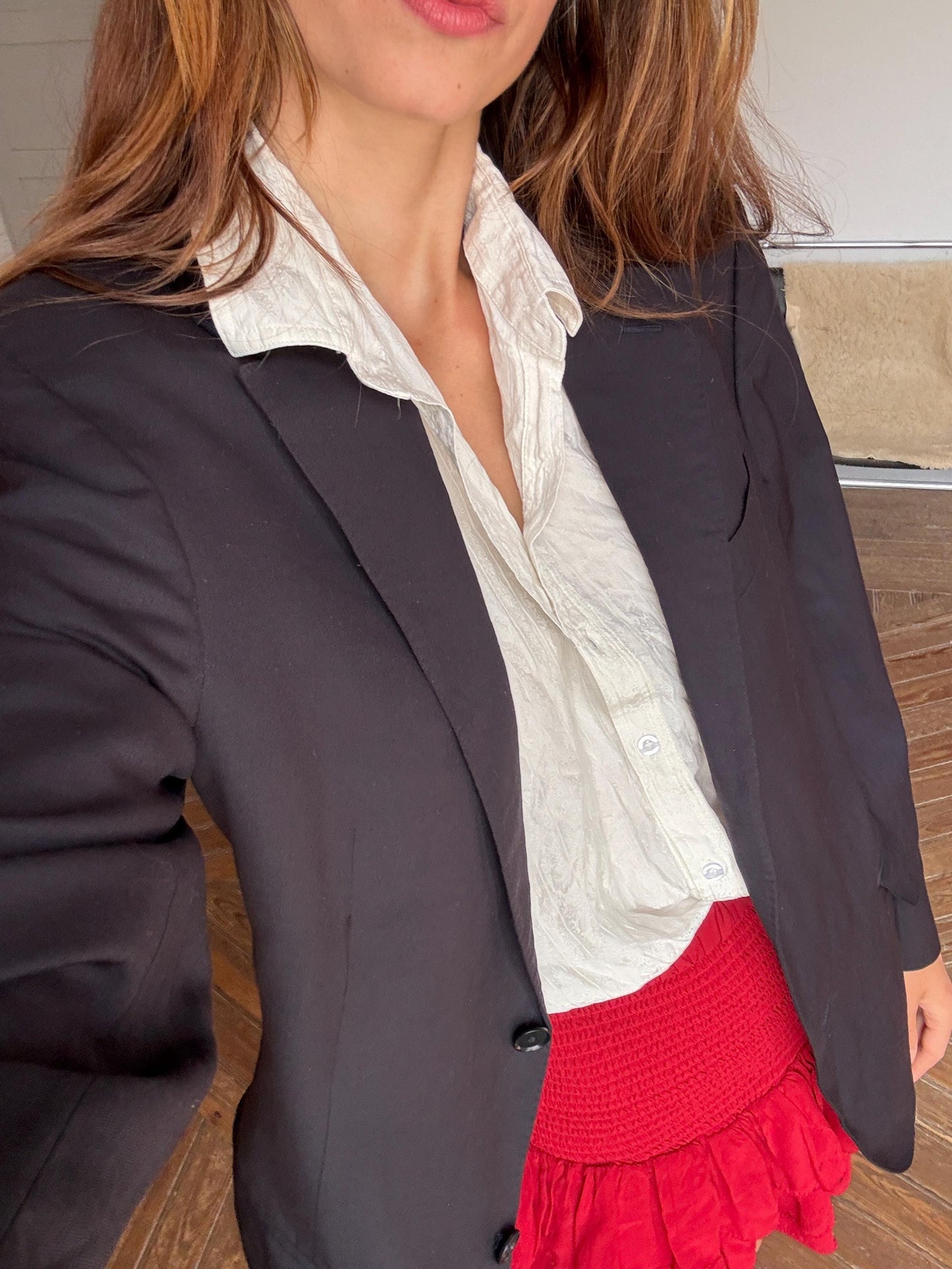 Vintage Burberry London Blazer – Oversized Black Wool Power Jacket, Unisex Parisian Chic