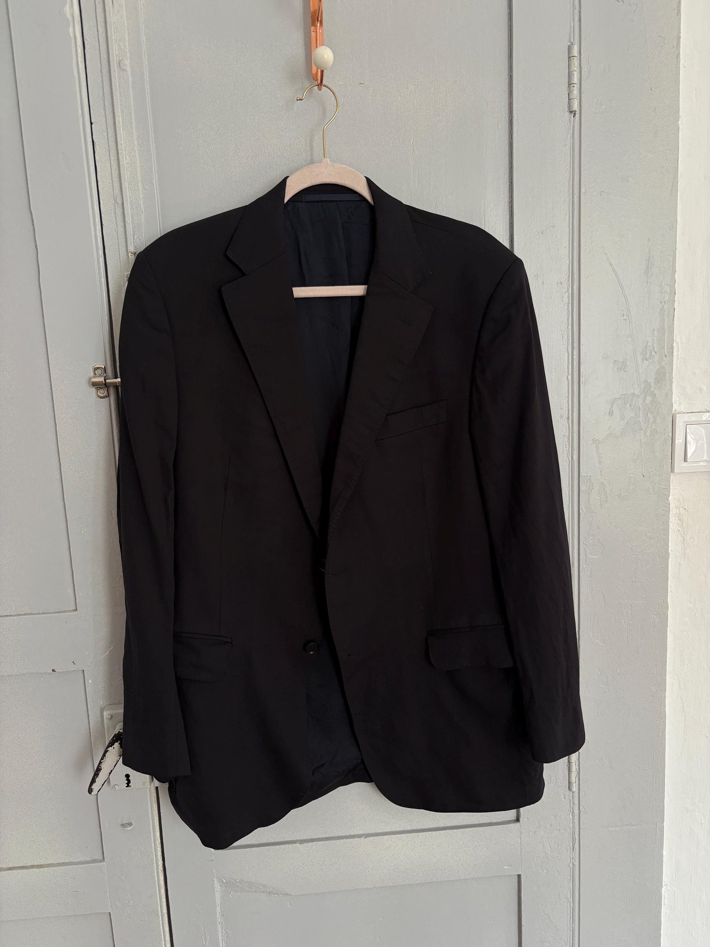 Vintage Burberry London Blazer – Oversized Black Wool Power Jacket, Unisex Parisian Chic