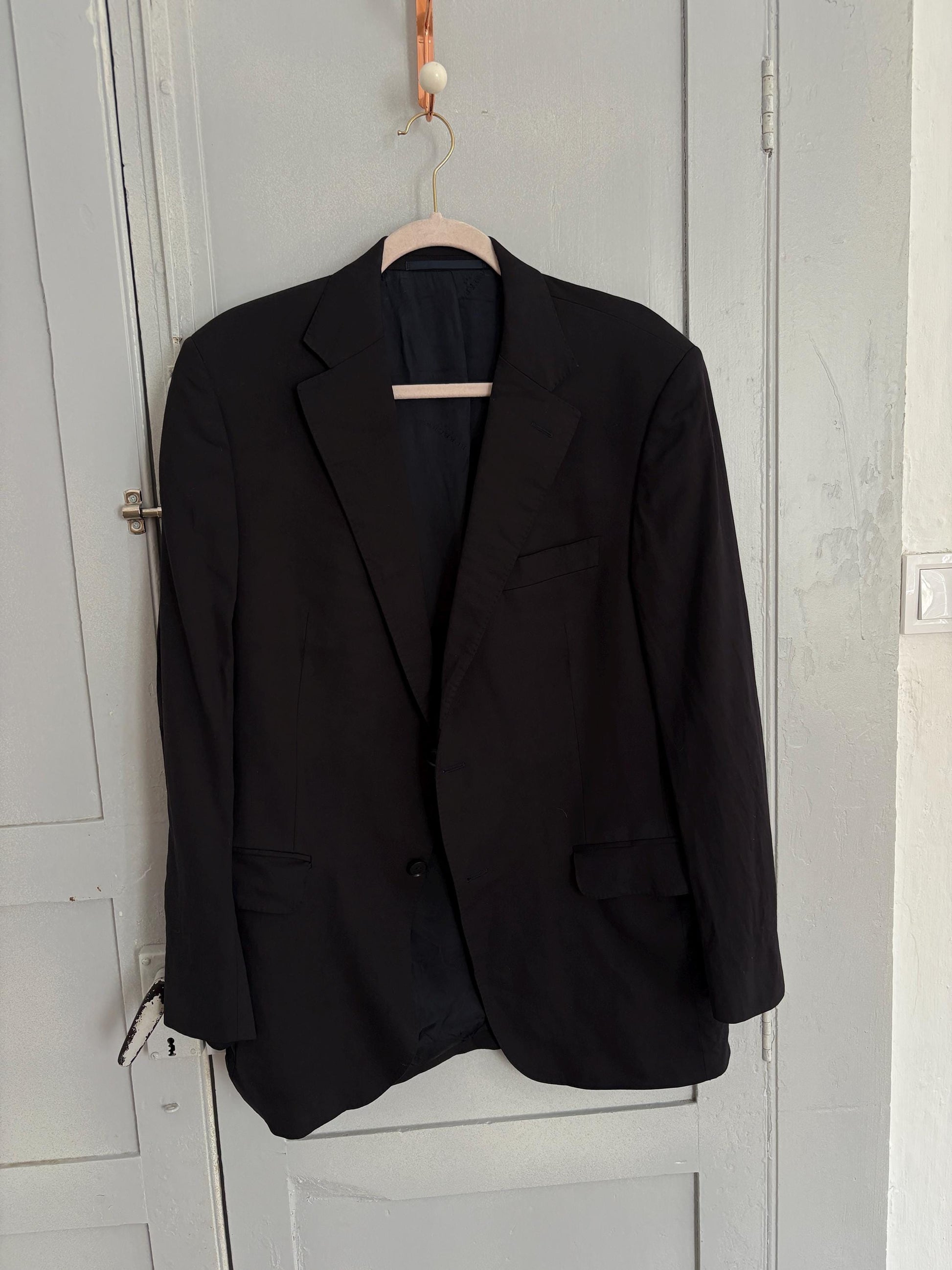 Vintage Burberry London Blazer – Oversized Black Wool Power Jacket, Unisex Parisian Chic
