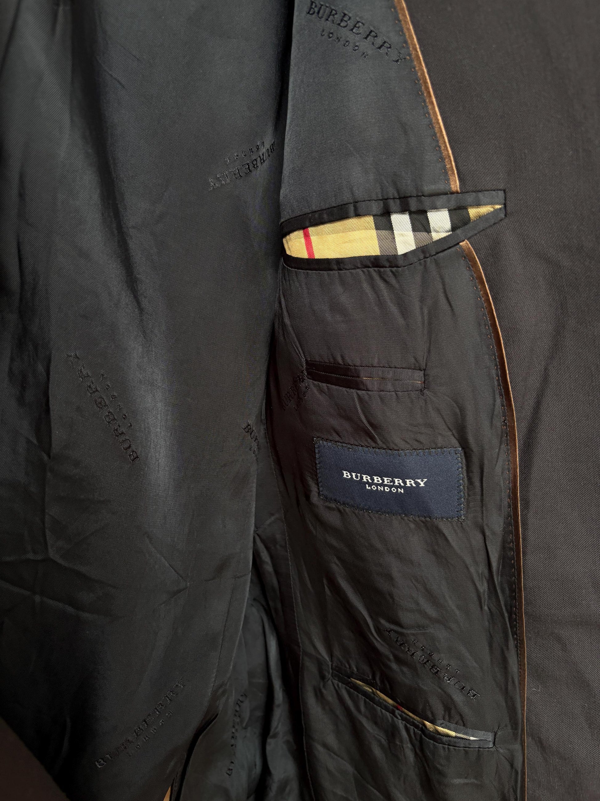 Vintage Burberry London Blazer – Oversized Black Wool Power Jacket, Unisex Parisian Chic