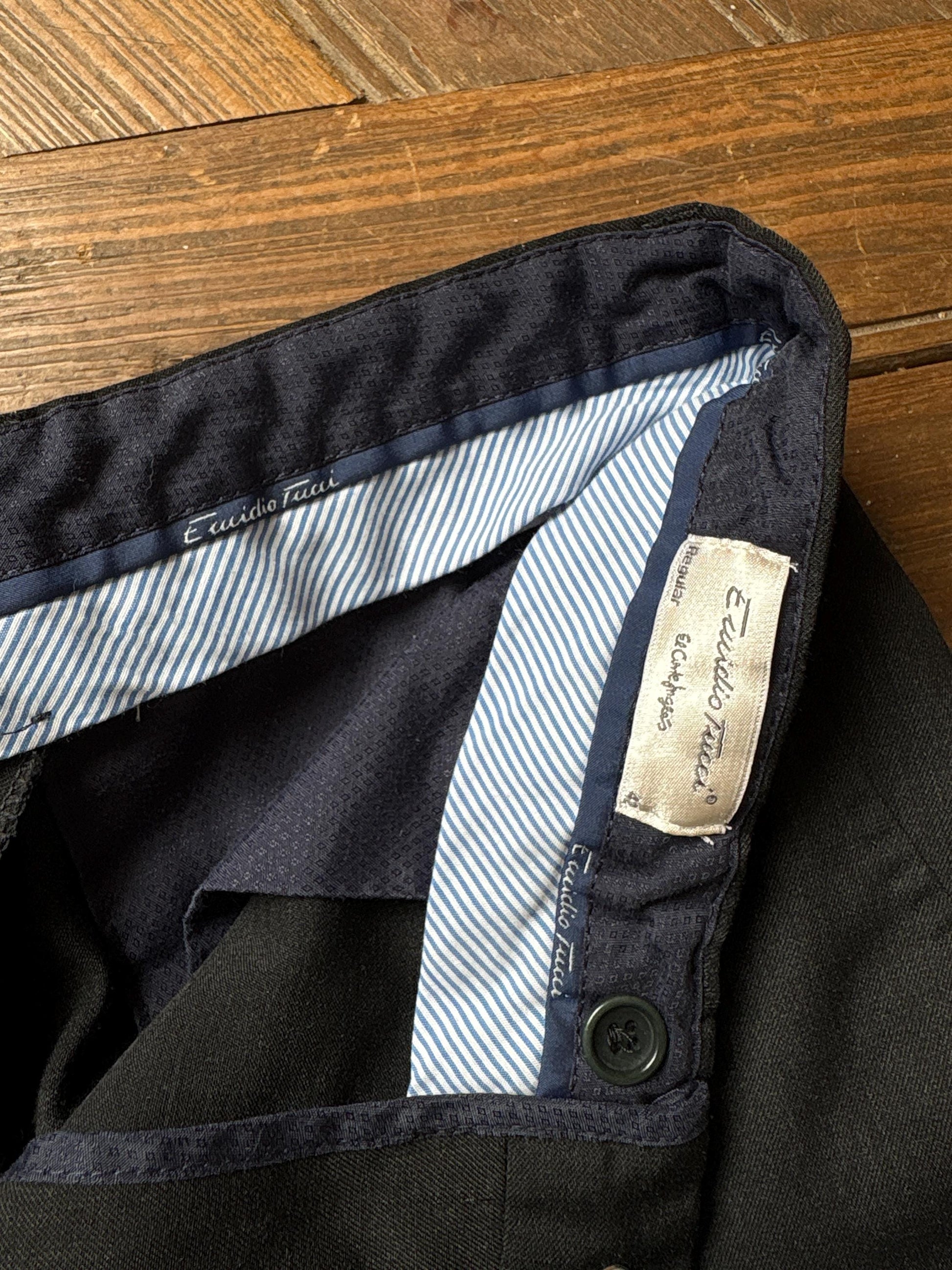 Vintage Men's Emidio Tucci Black Wool Blend Trousers – Classic Tailored Men’s Pants, Unisex Style