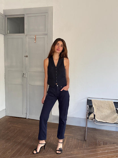 Vintage Navy Levi's 501 Jeans — fabric close-up