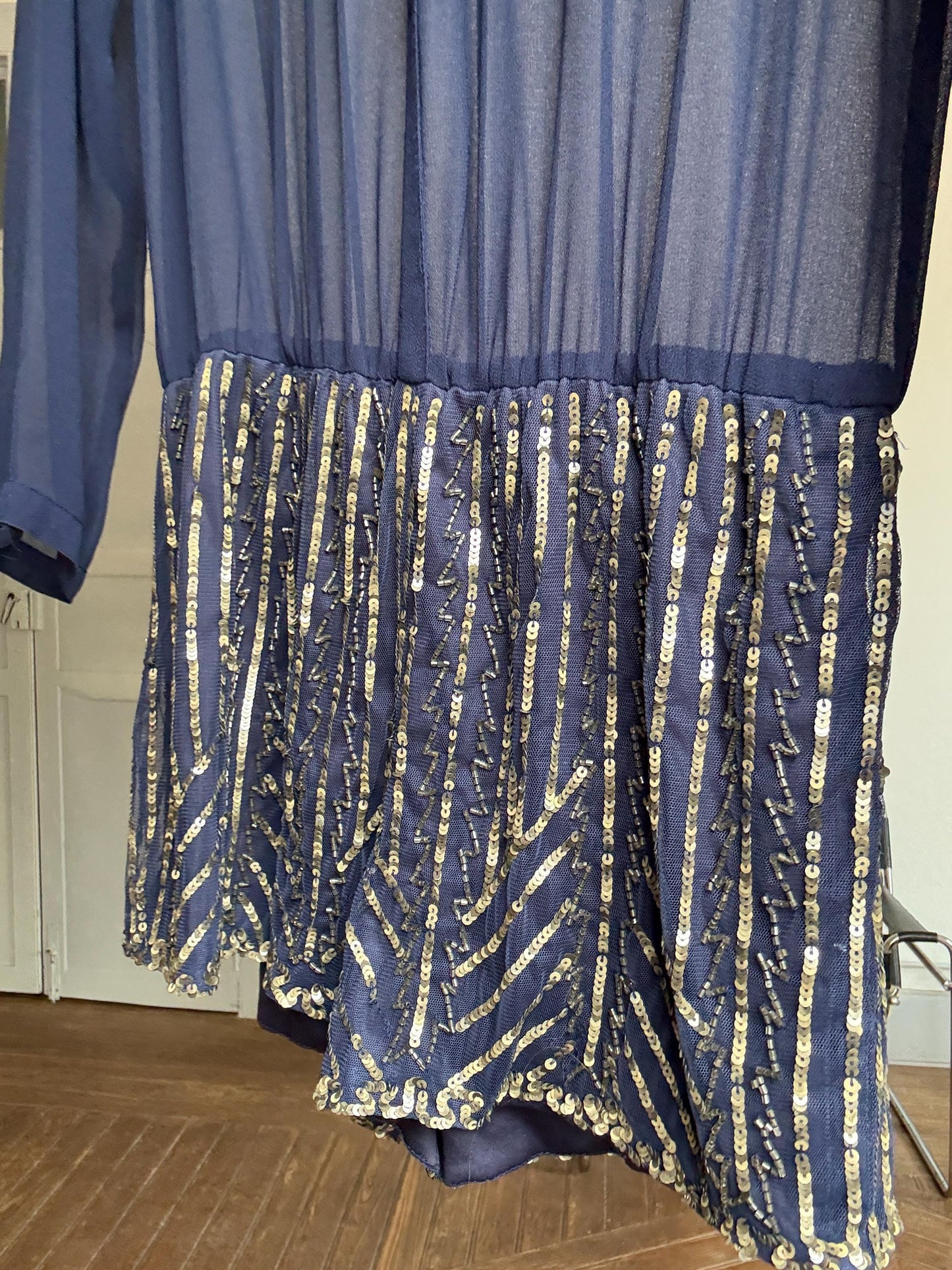 Navy Sequin Embellished Sheer Romper — additional view 5