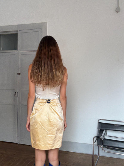 Vintage Jil Sander Silk Pencil Skirt, Pale Gold — additional view 8