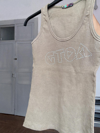Rhinestone Graphic Brown Vintage Tank Top — additional view 9
