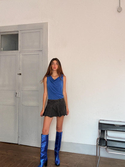 Michael Kors Draped Blue Camisole — back view