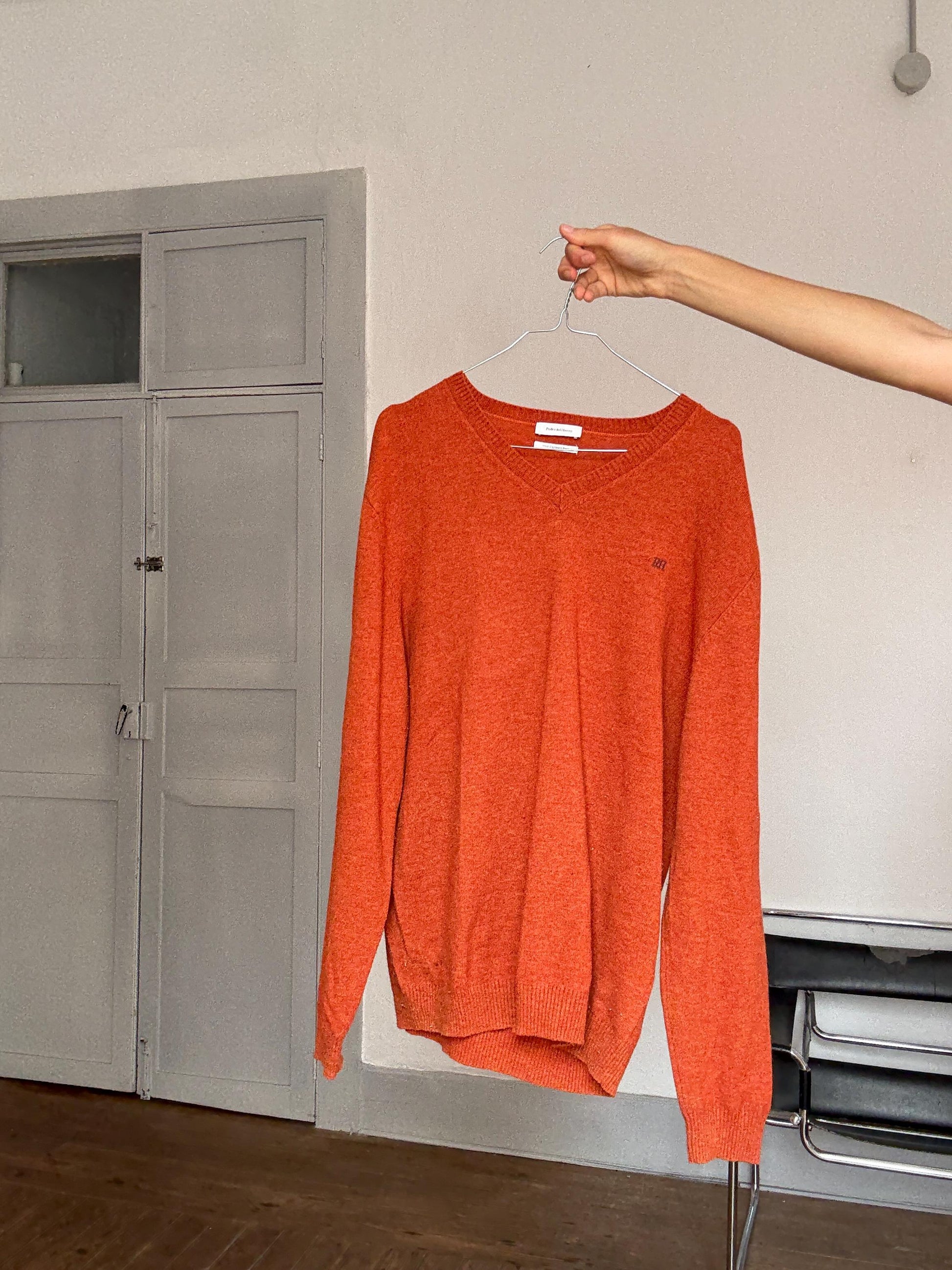 Luxe Pedro del Hierro Wool-Cashmere Blend Jumper – Burnt Orange – Unisex Fit – Academia Aesthetic