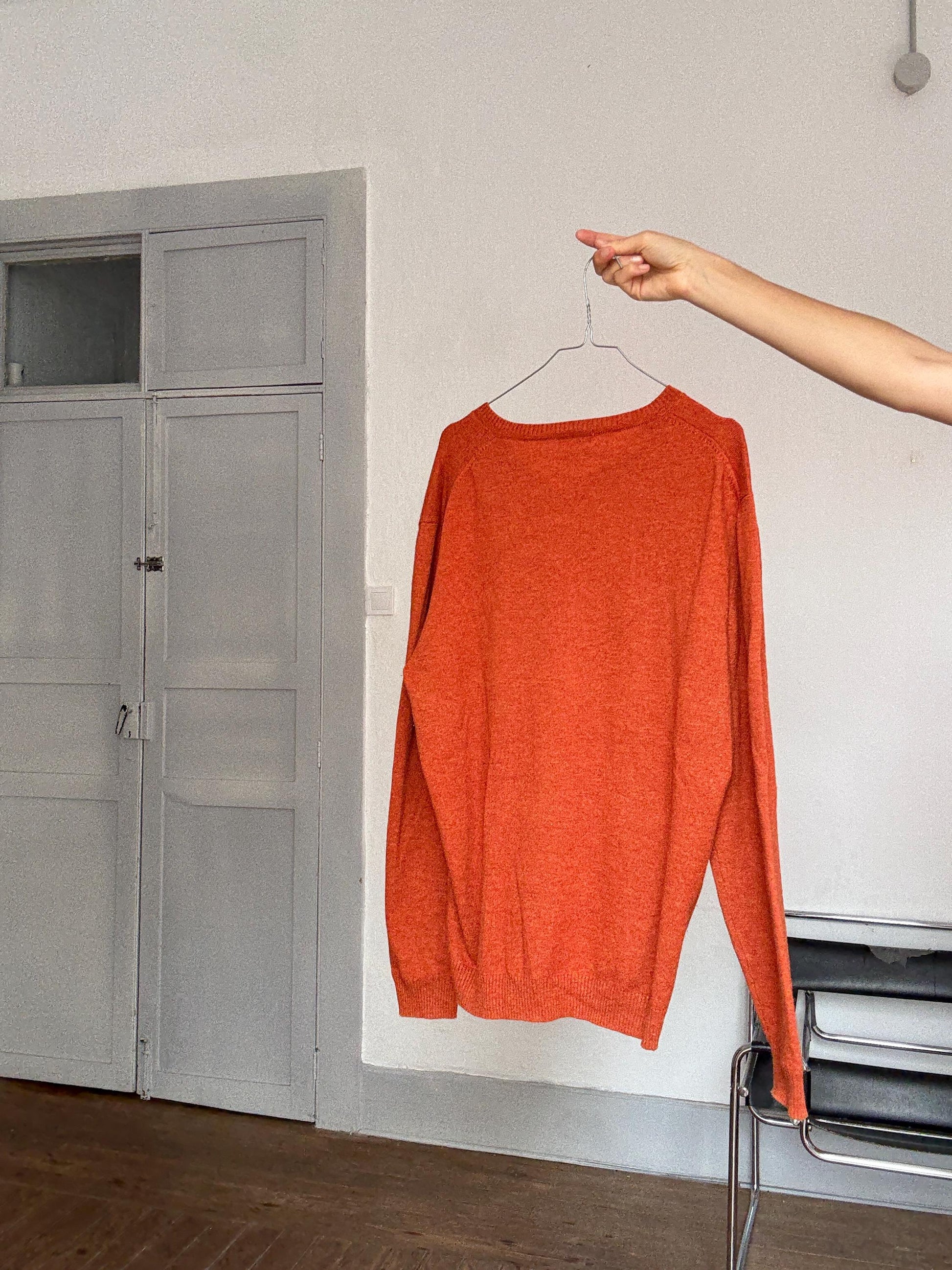 Luxe Pedro del Hierro Wool-Cashmere Blend Jumper – Burnt Orange – Unisex Fit – Academia Aesthetic