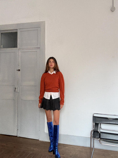 Burnt Orange Wool-Cashmere Blend Jumper — back view