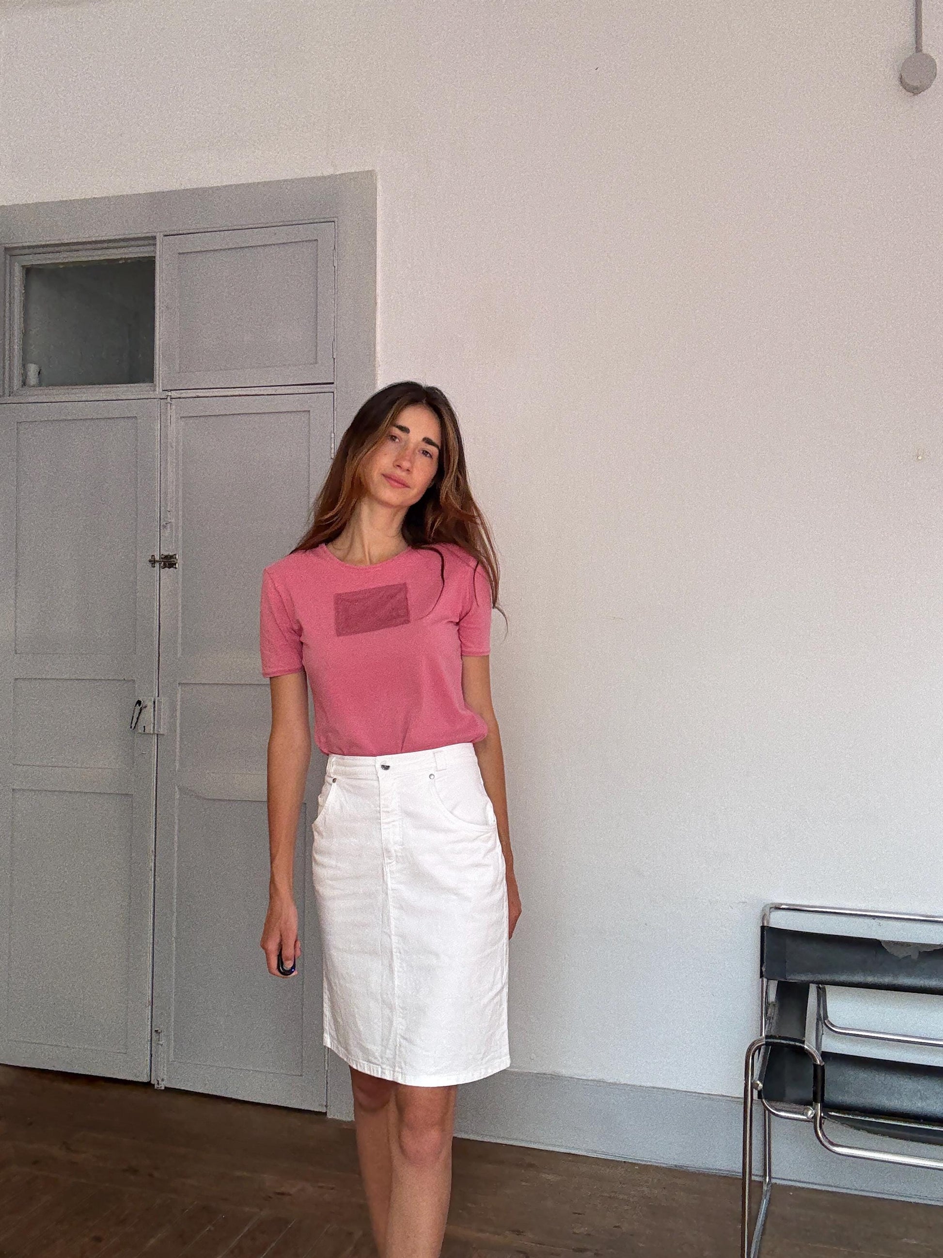 Purificación García Pink Logo T-Shirt – Size XL – Stretch Cotton – Spanish Designer – Y2K Vibes