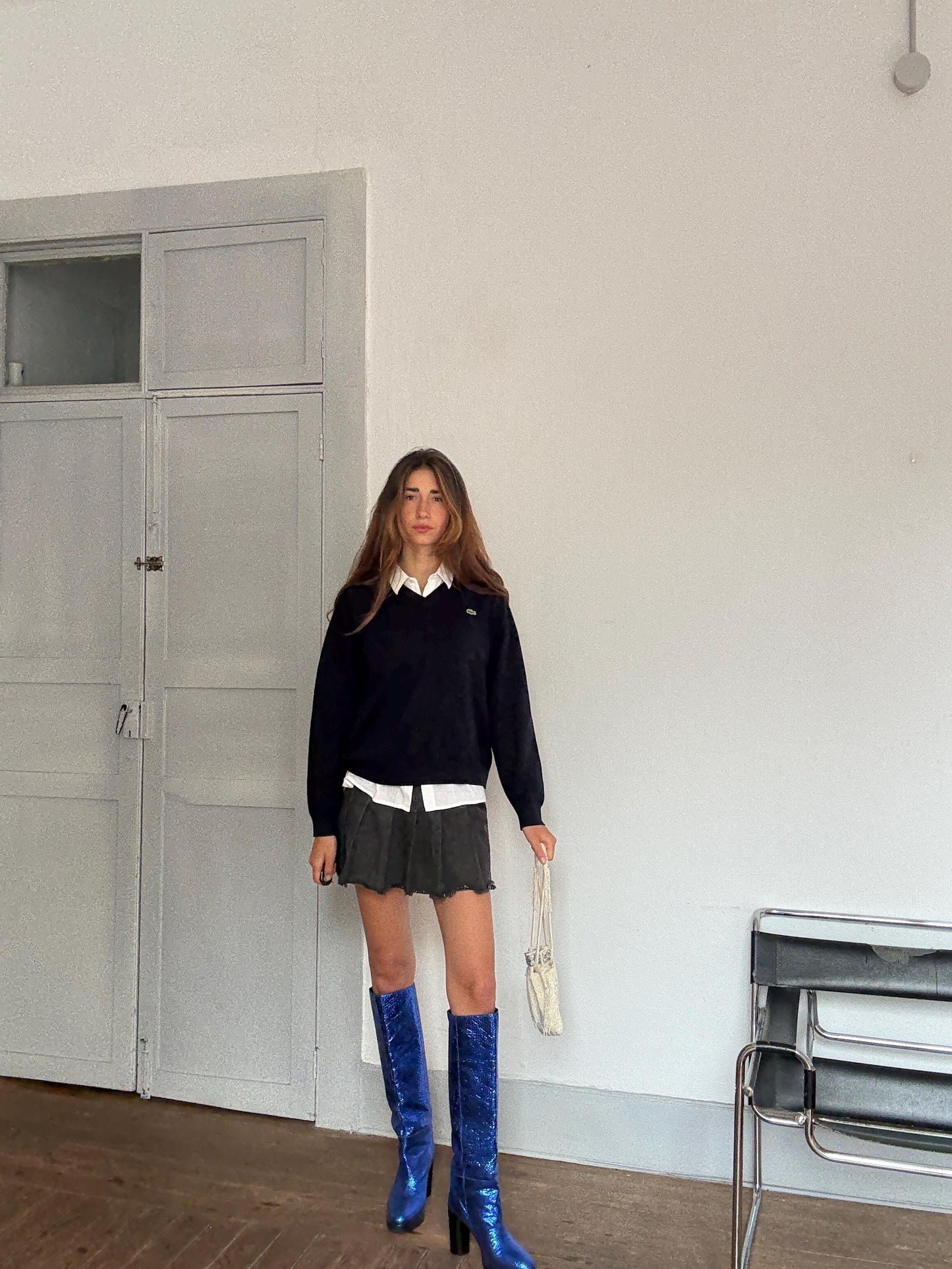 Vintage Lacoste Wool Blend Jumper – Tag Size 5 – Navy Blue – Unisex – Preppy / Academia Style