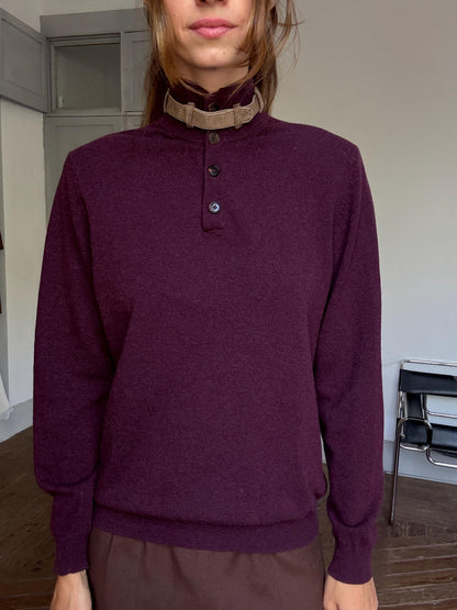 Wool Cashmere Jumper in Aubergine — additional view 7