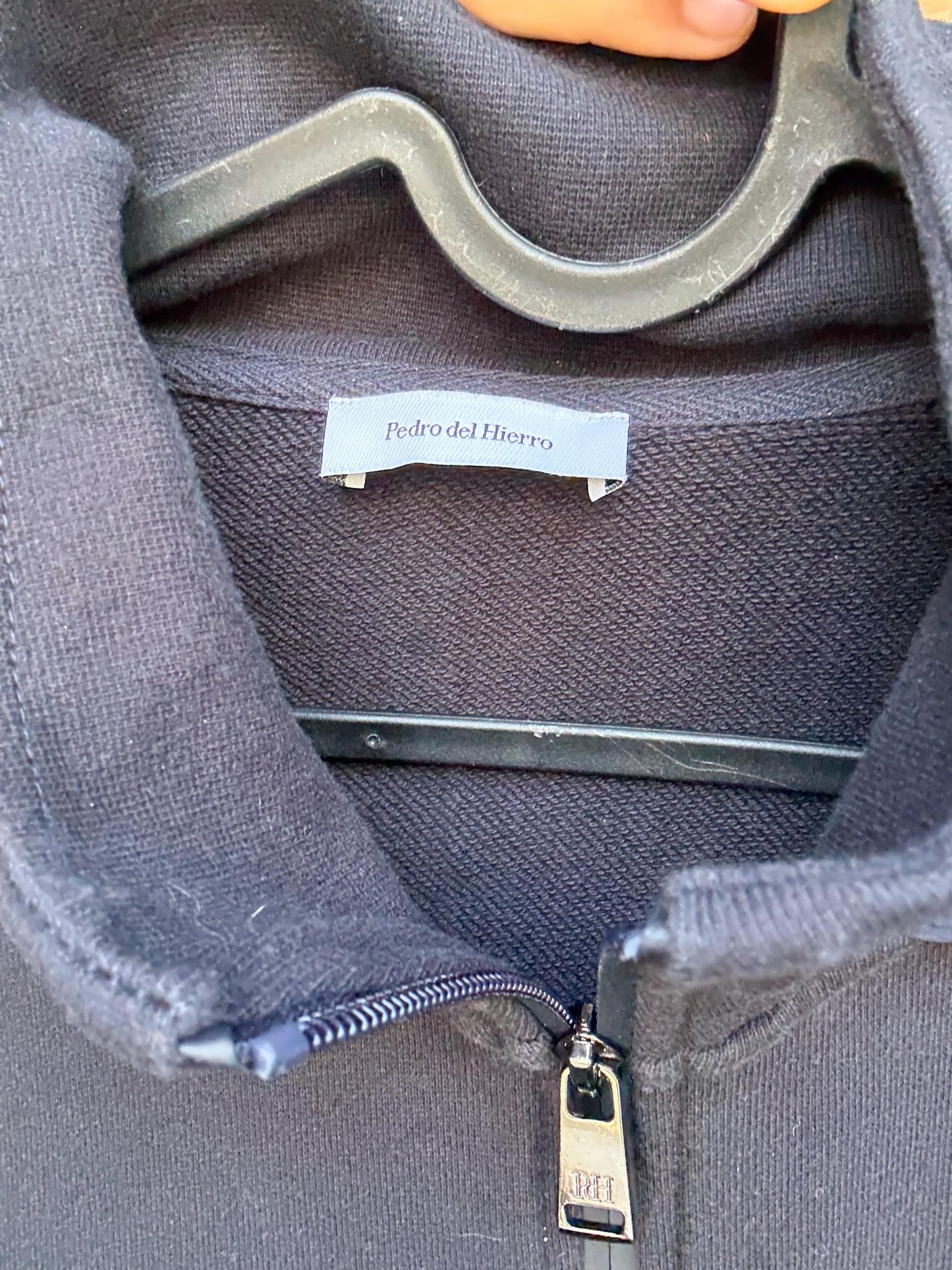 Luxe minimalsit Pedro del Hierro Navy Hooded Zip Jacket – Unisex Luxe Sporty Jacket, Size XL Cardigan, Designer coat