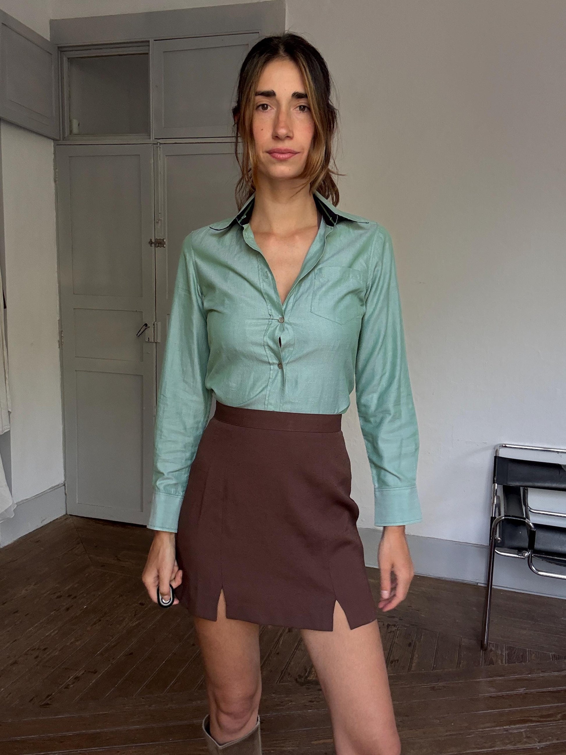 GANT Green Cotton Button-Down Shirt – Classic Long Sleeve Shirt, Size 36 UK10 US6, Made in Portugal, 100% Cotton, Preppy Office Style