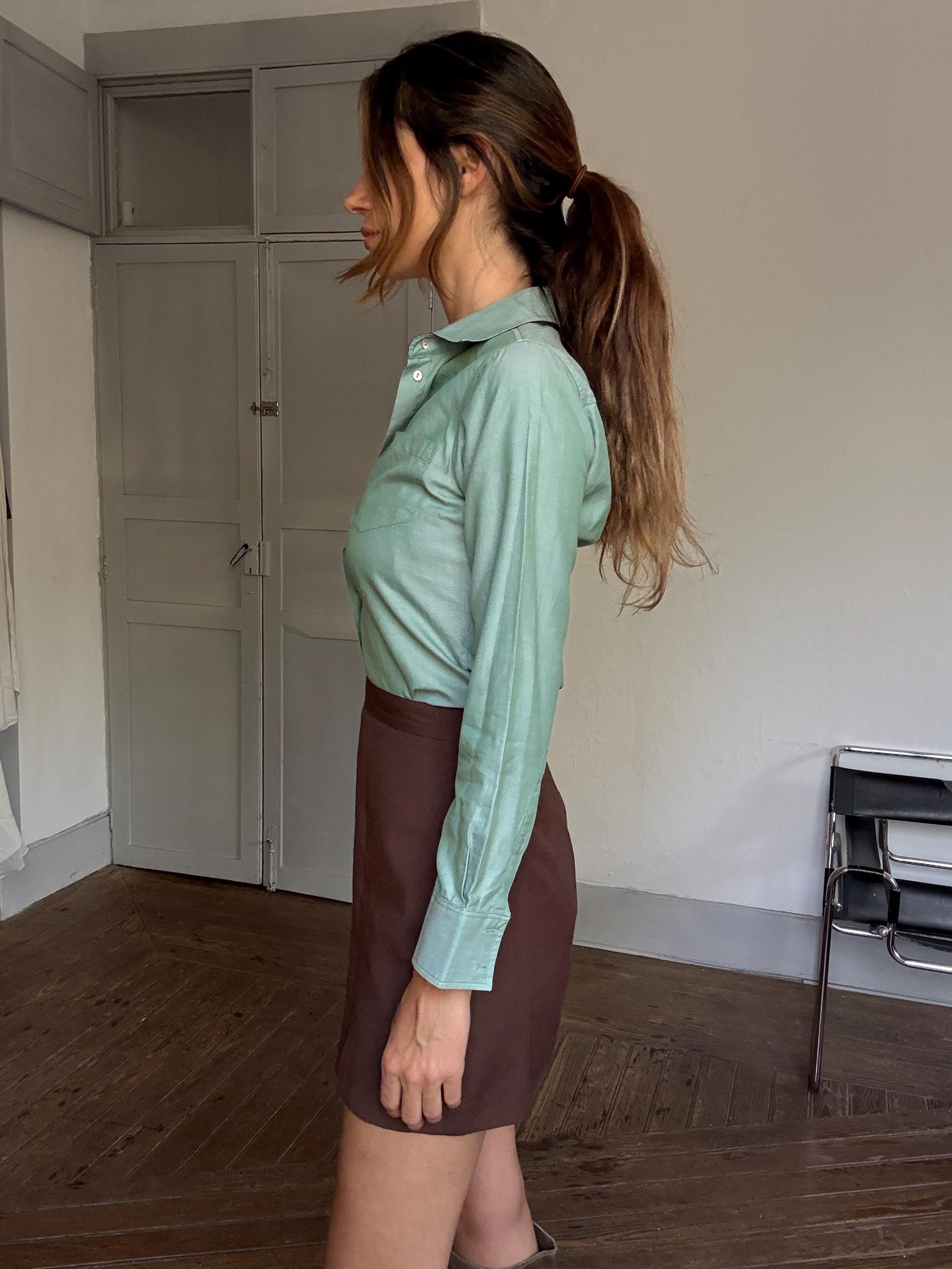 GANT Green Cotton Button-Down Shirt – Classic Long Sleeve Shirt, Size 36 UK10 US6, Made in Portugal, 100% Cotton, Preppy Office Style