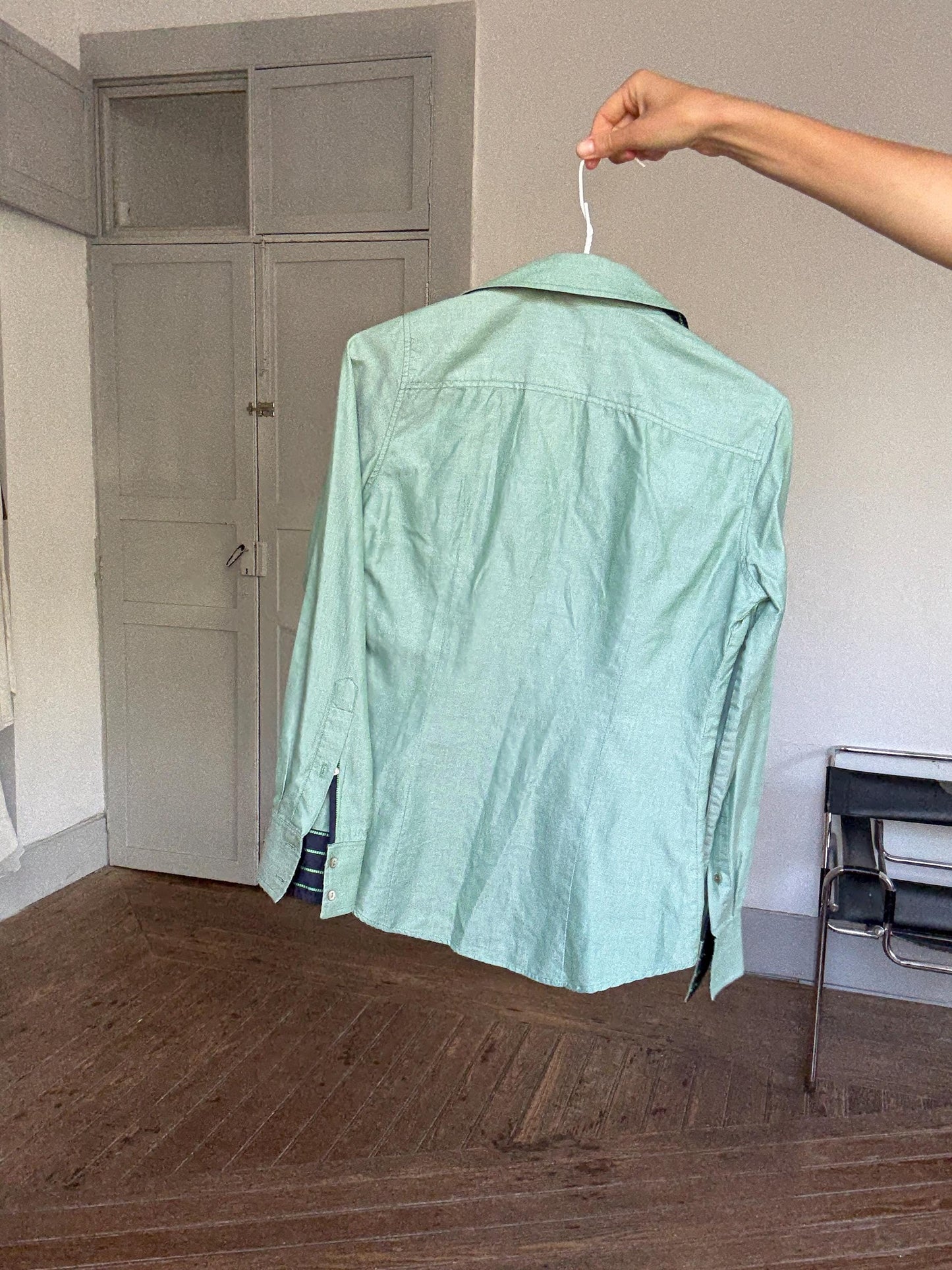 GANT Green Cotton Button-Down Shirt – Classic Long Sleeve Shirt, Size 36 UK10 US6, Made in Portugal, 100% Cotton, Preppy Office Style