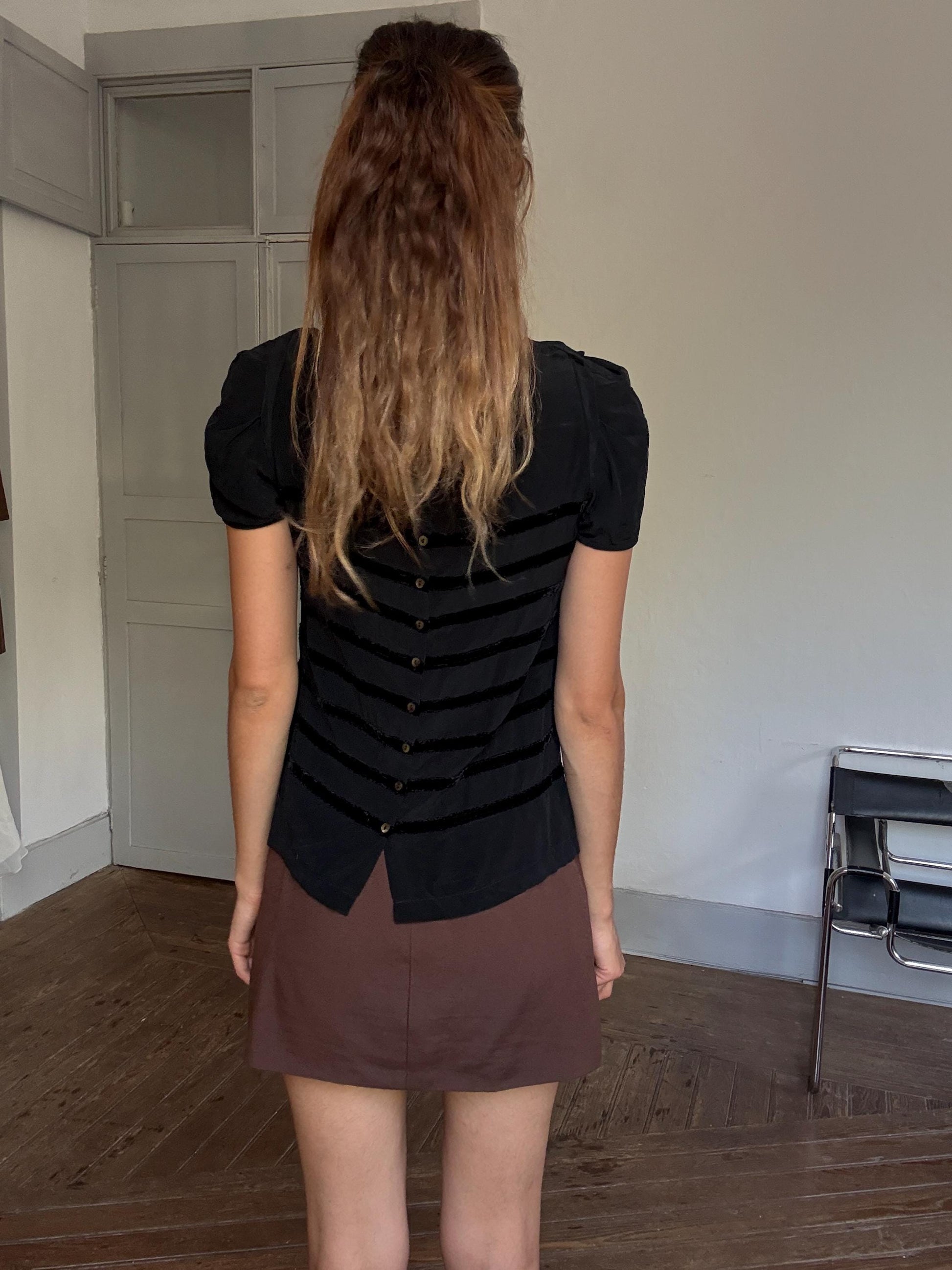 Maje Black Silk Top - French Girl Chic - Lily-Rose Depp Vibes, Parisian emily in Paris aesthetic