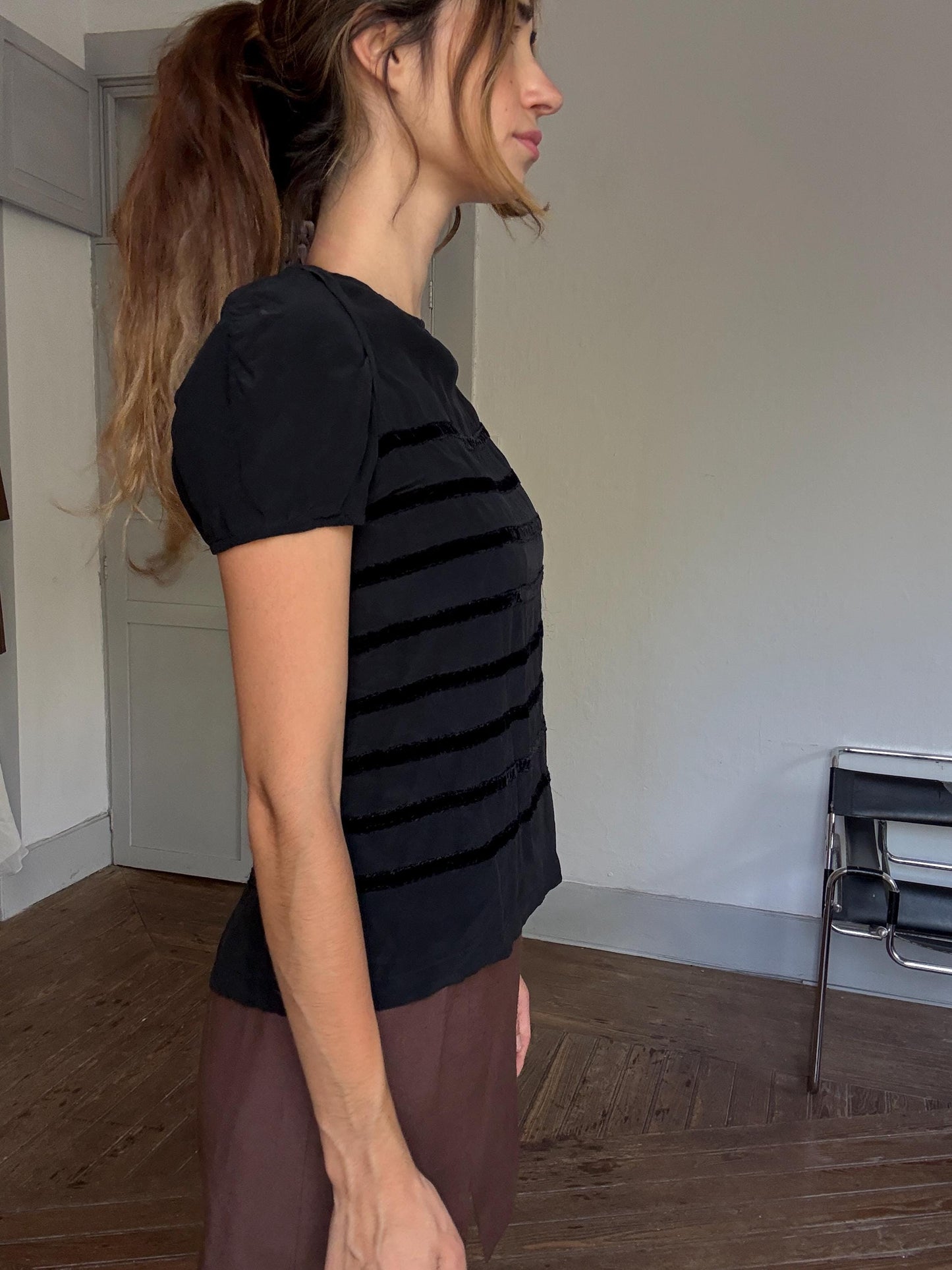 Maje Black Silk Top - French Girl Chic - Lily-Rose Depp Vibes, Parisian emily in Paris aesthetic