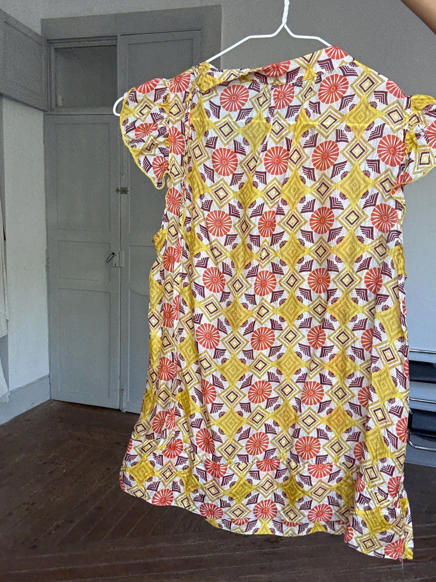 Groovy 70s Silk Top, Mock Neck Summer Blouse | Retro Print Y2K Vibes | Sienna Miller Style