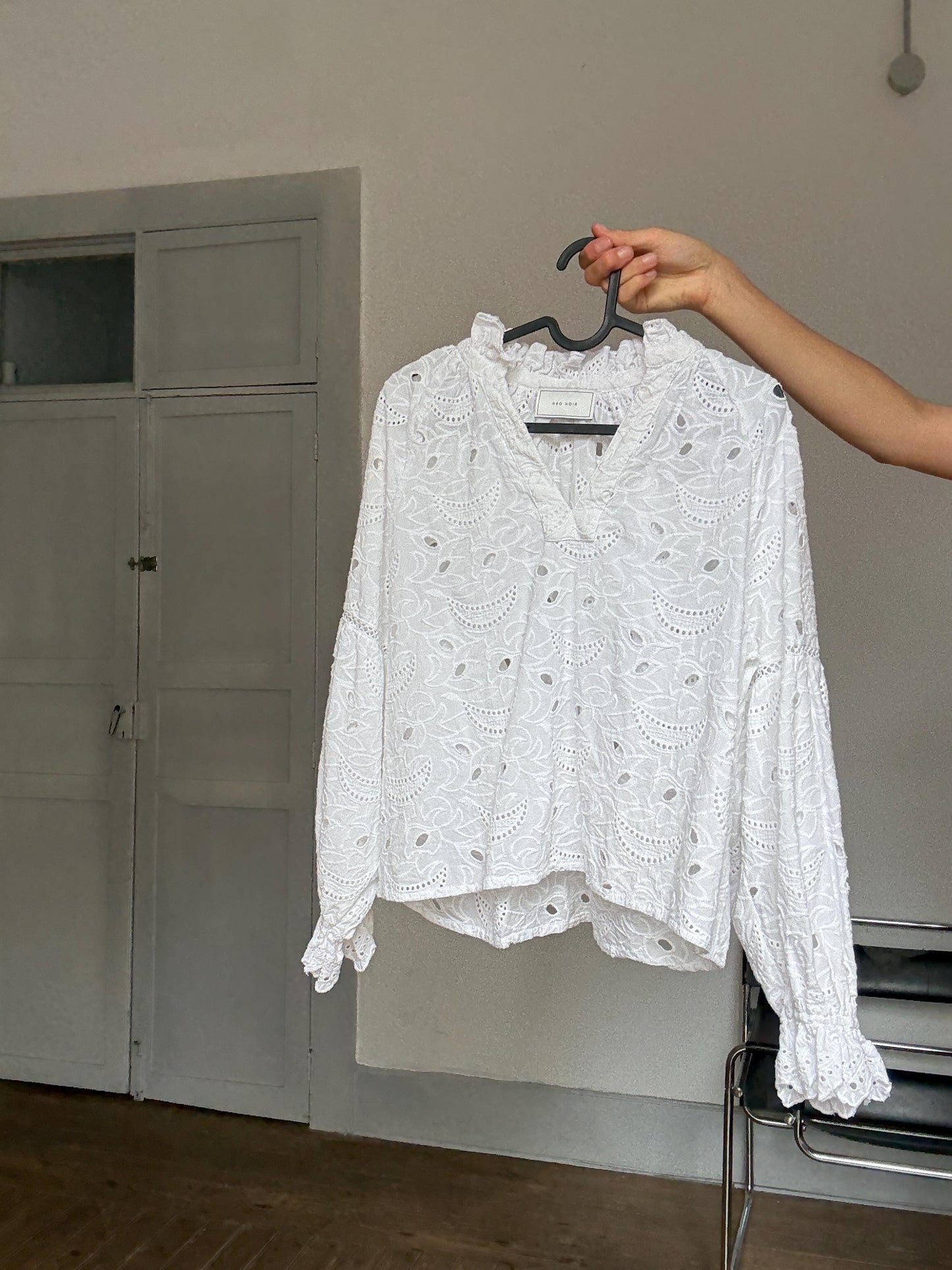 Romantic White Eyelet Cotton Blouse | Cottagecore Summer Top | Size S
