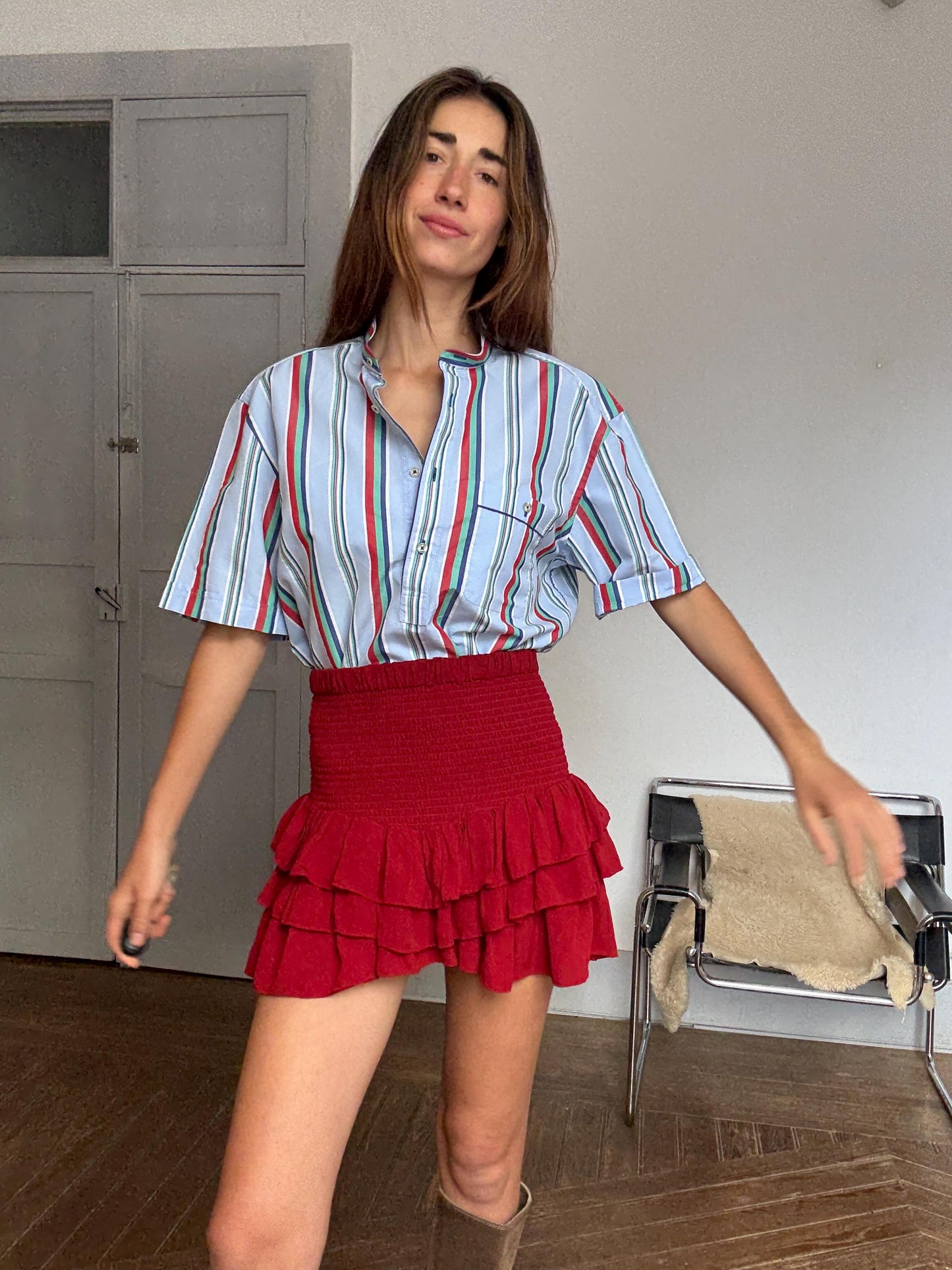 Vintage Emidio Tucci striped beach shirt – colorful unisex menswear, retro summer top, oversized fit, Size L / XL