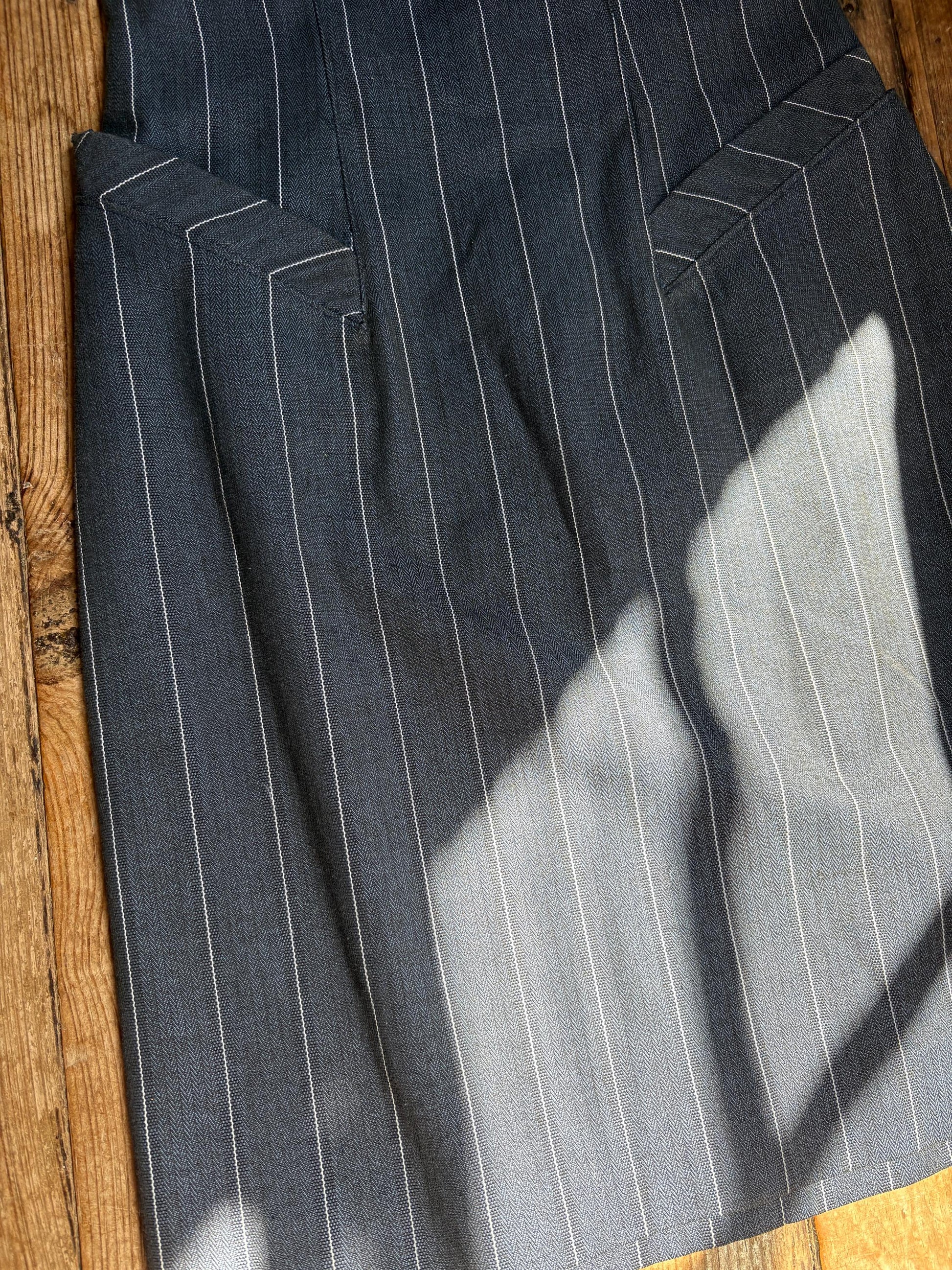 Vintage Italian Pinstripe Skirt | Jacquemus Vibes | Unworn One of a Kind | Officecore Minimal Style, Size XS-S, Petite body frame