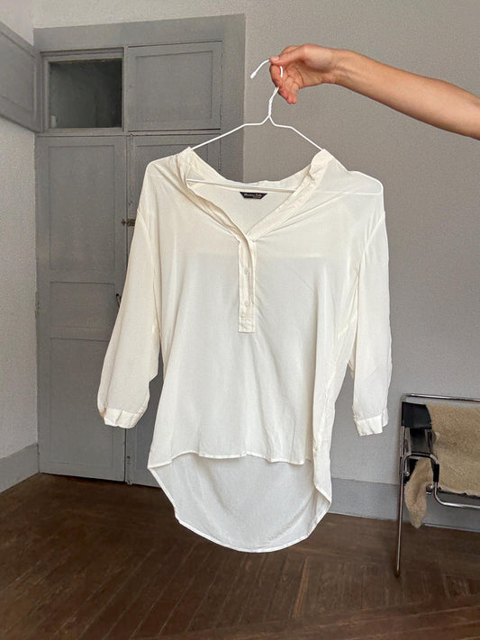 Vintage Sheer Massimo Dutti Blouse | Feels Like Silk | Elegant See-Through Top | Soft Neutral Tone | Size L/XL